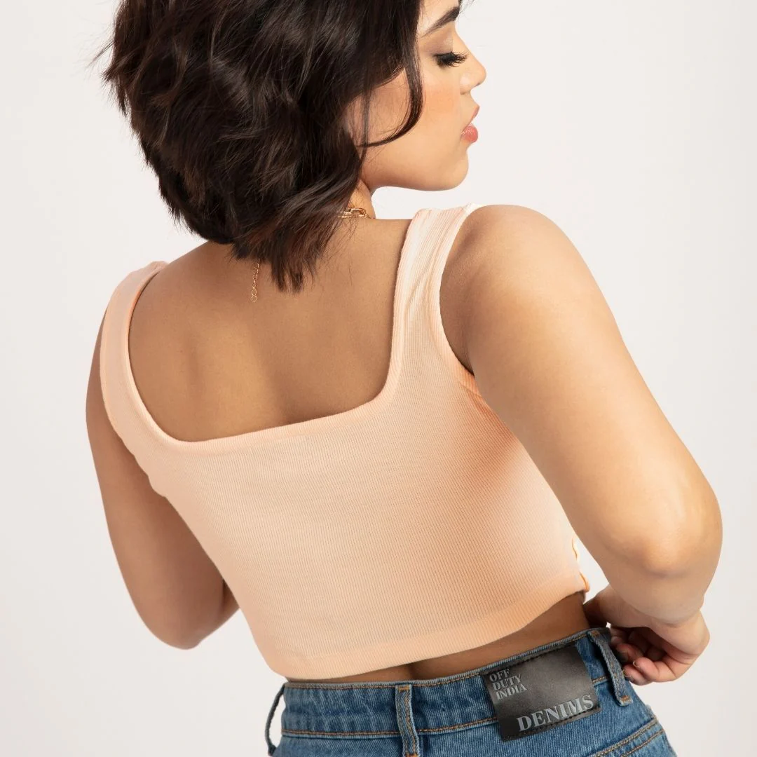 Corset Tank Top In Peach - Image 3
