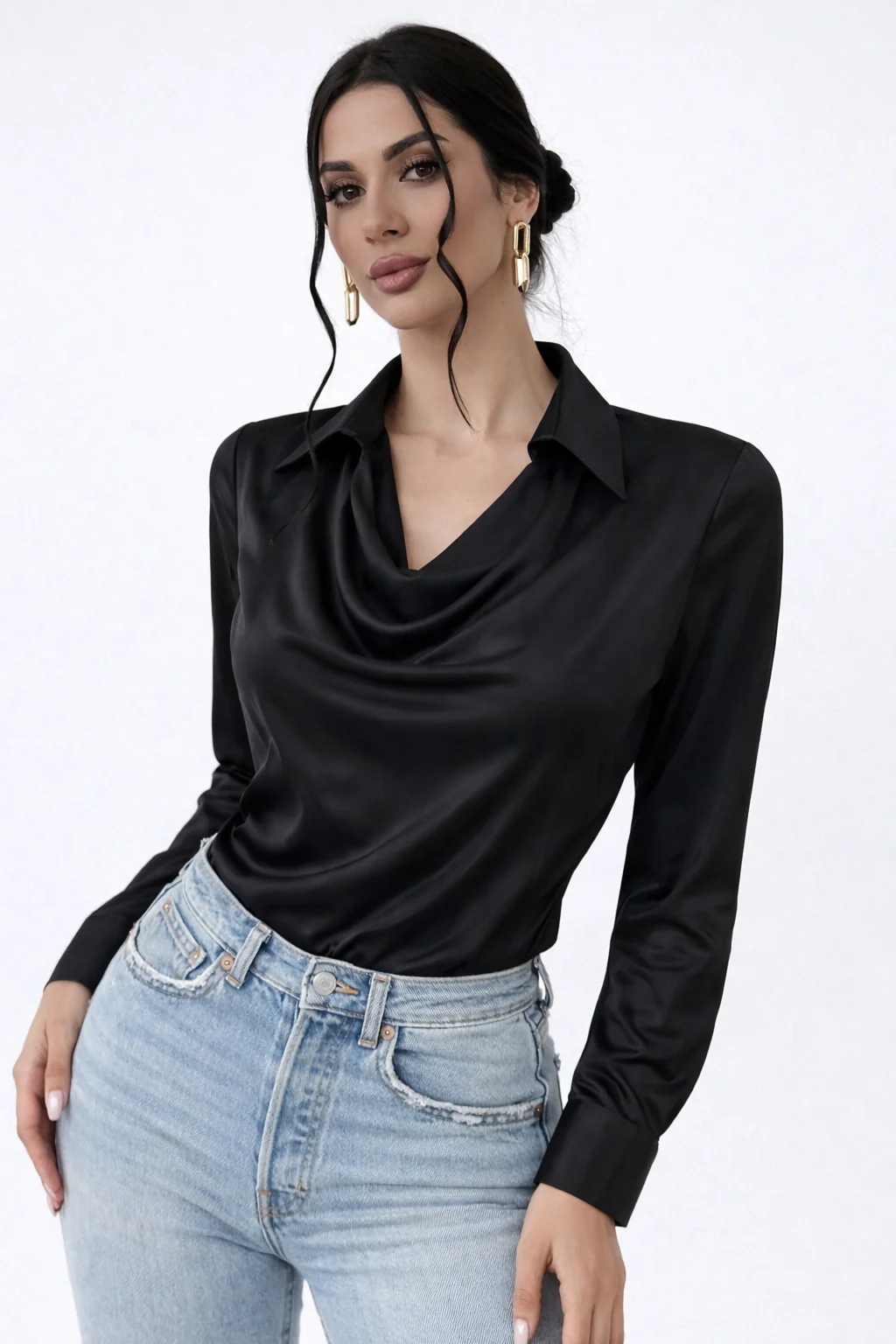 Cowl Neck Collared Blouse - Image 6