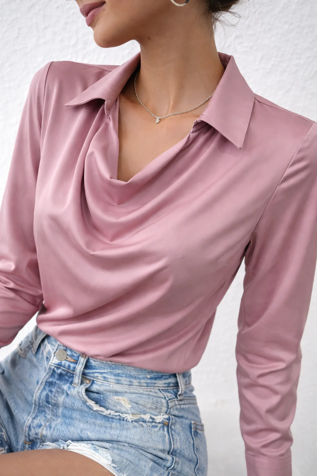 Cowl Neck Collared Blouse - Image 9