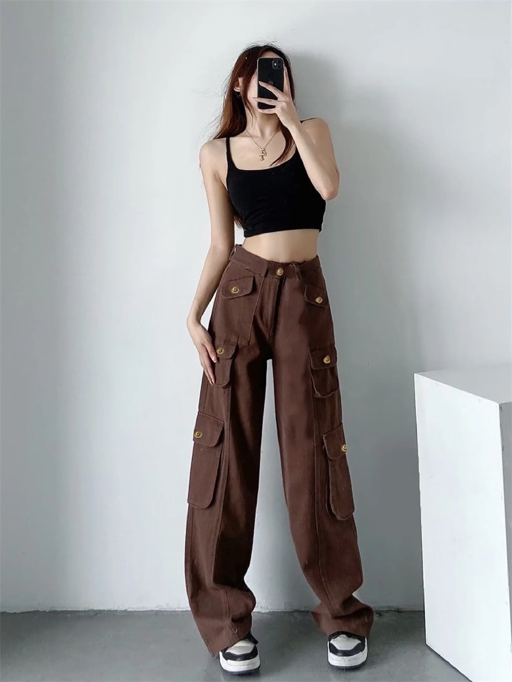 Crazy Multi Pockets Baggy Cargo Jeans - Image 14