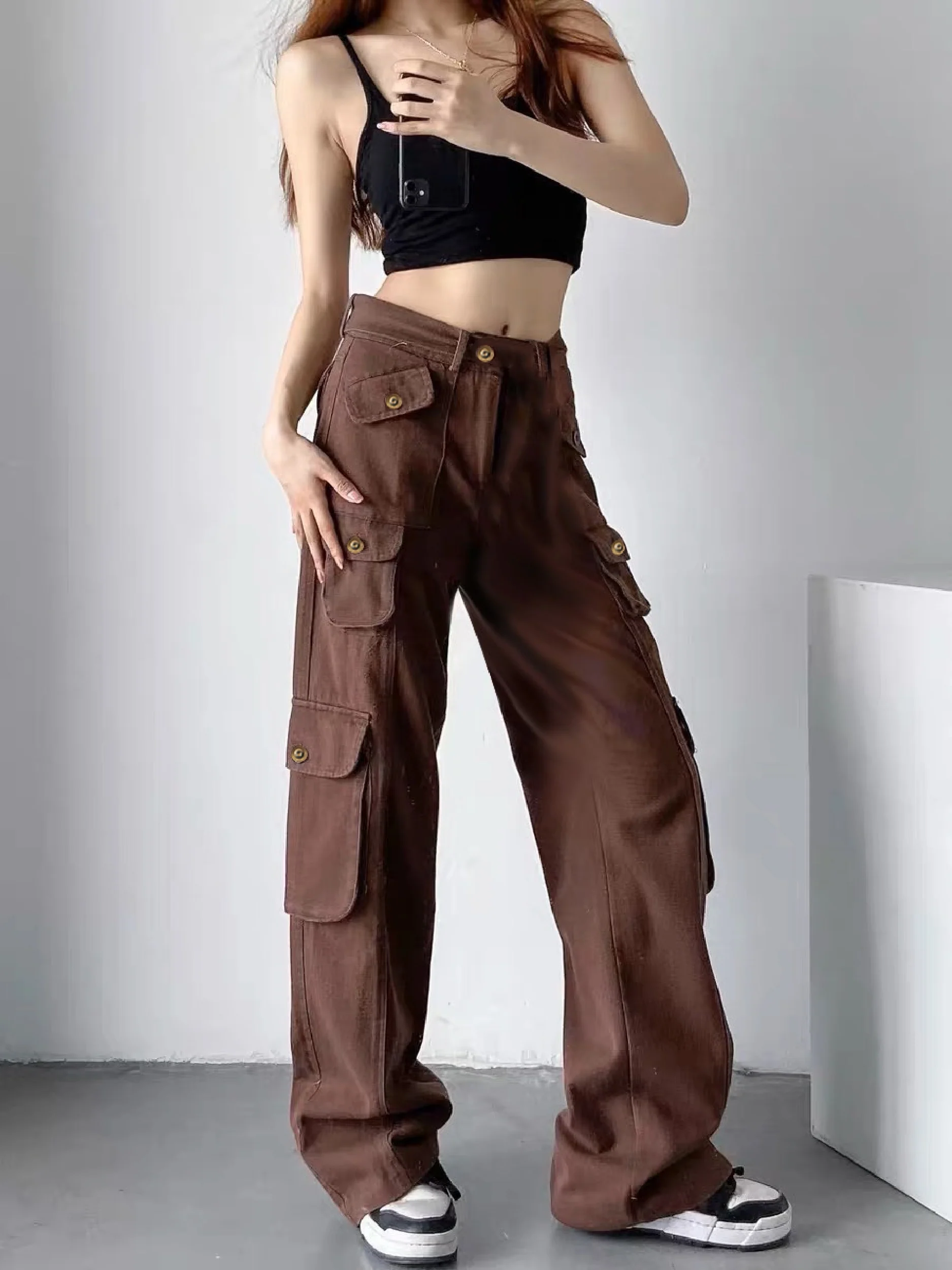 Crazy Multi Pockets Baggy Cargo Jeans - Image 15