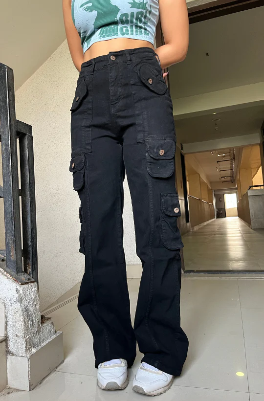 Crazy Multi Pockets Baggy Cargo Jeans - Image 3