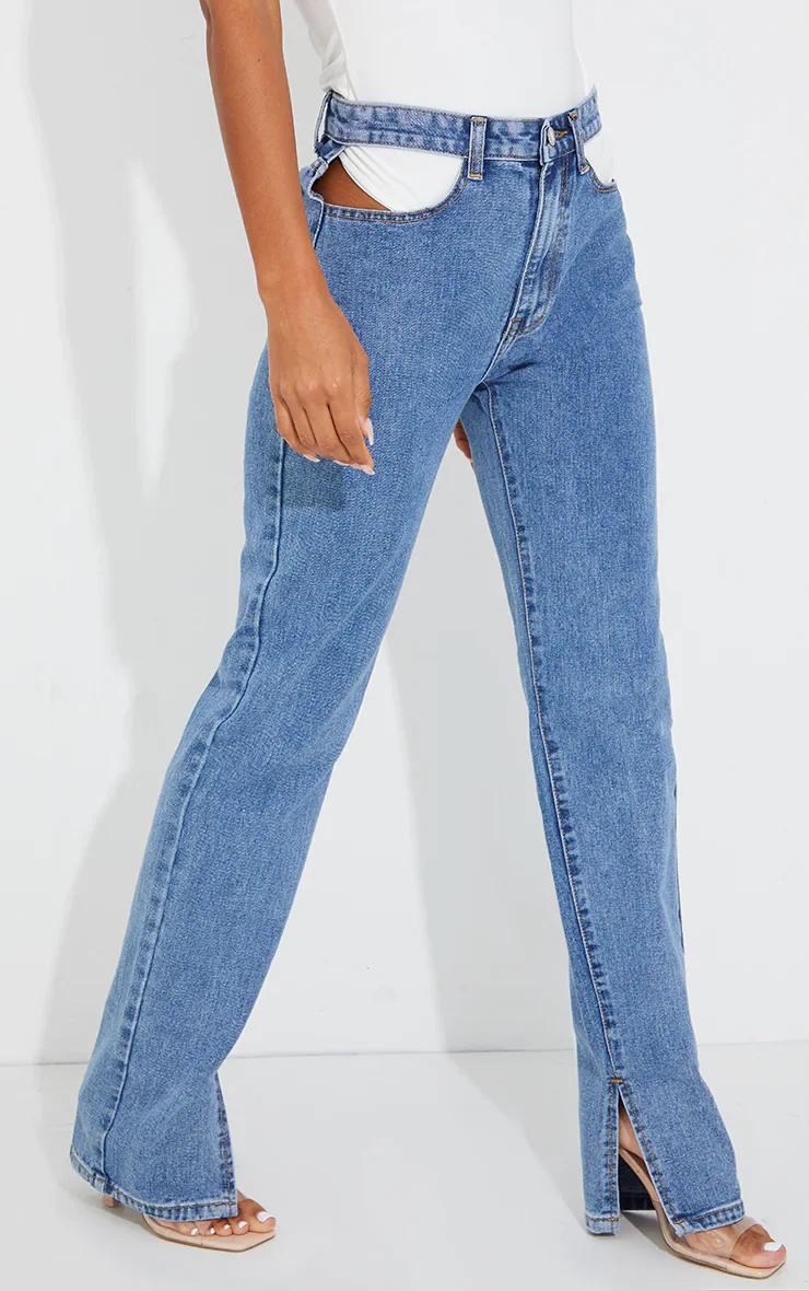 Cut Out High Waist Straight Leg Jeans - Image 8