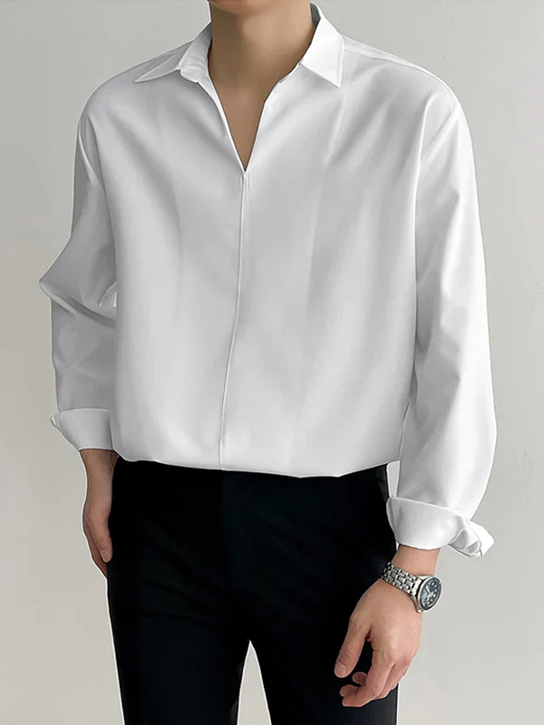 Daily Loose Solid Color Long Sleeved Shirt - Image 4