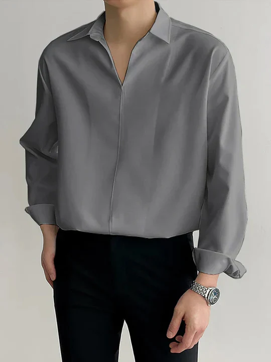 Daily Loose Solid Color Long Sleeved Shirt - Image 7