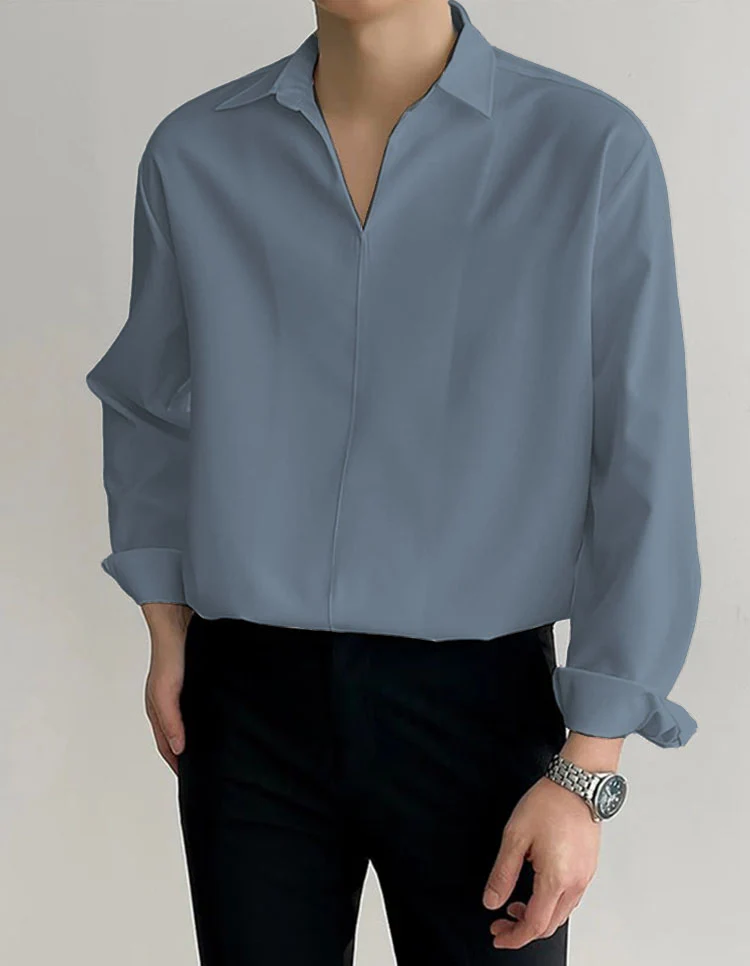 Daily Loose Solid Color Long Sleeved Shirt - Image 8