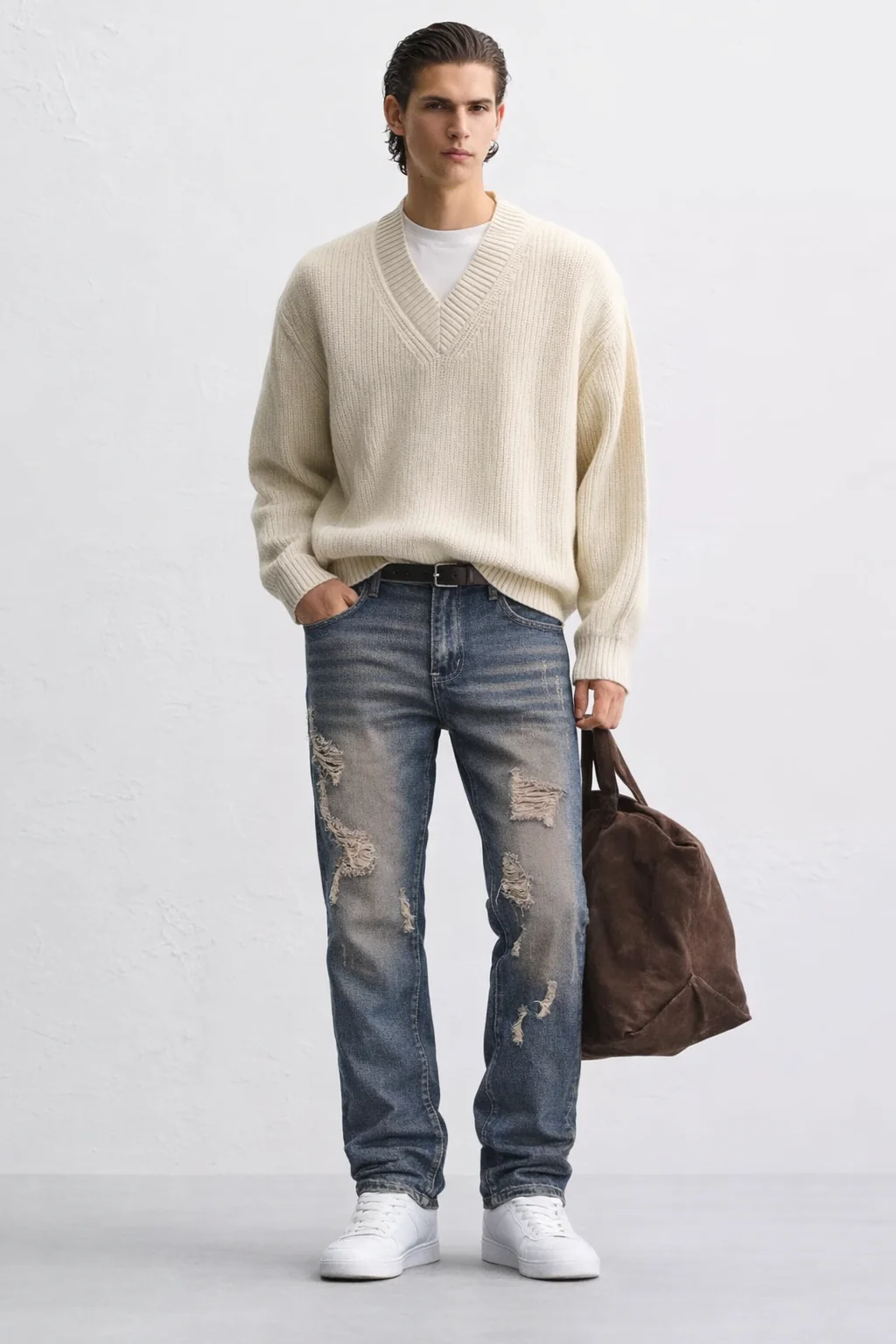Damage Blue Straight Fit Jeans - Image 10