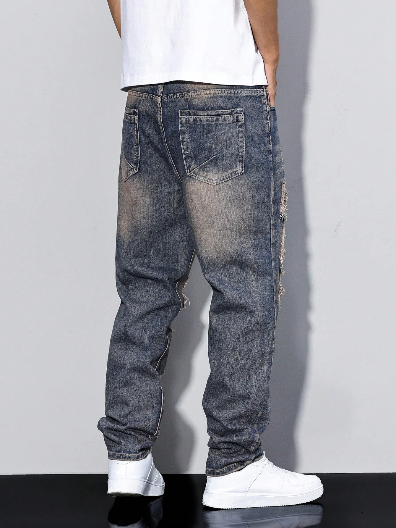 Damage Blue Straight Fit Jeans - Image 3