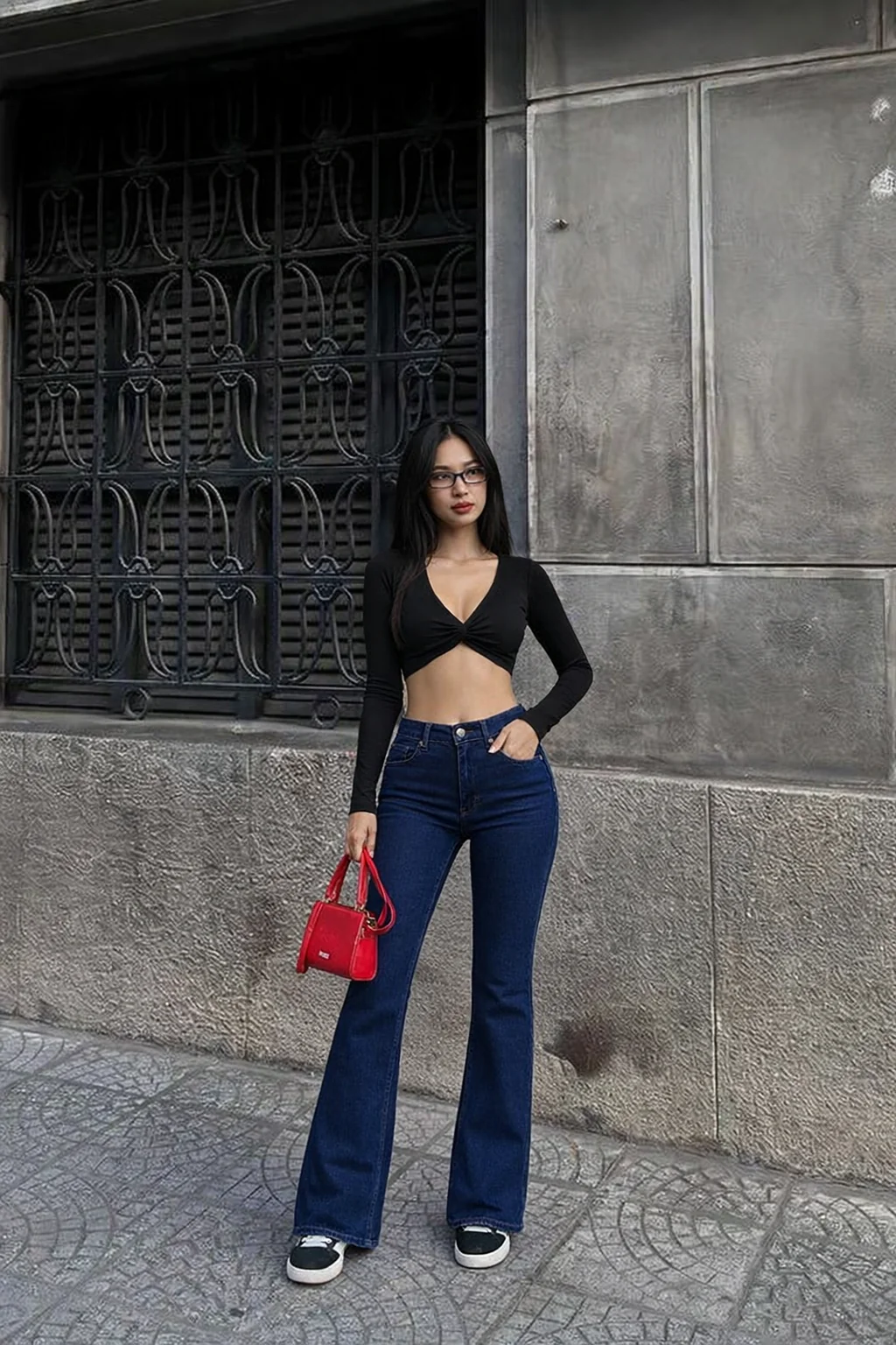 Dark Blue Bootcut Flare Jeans - Image 3