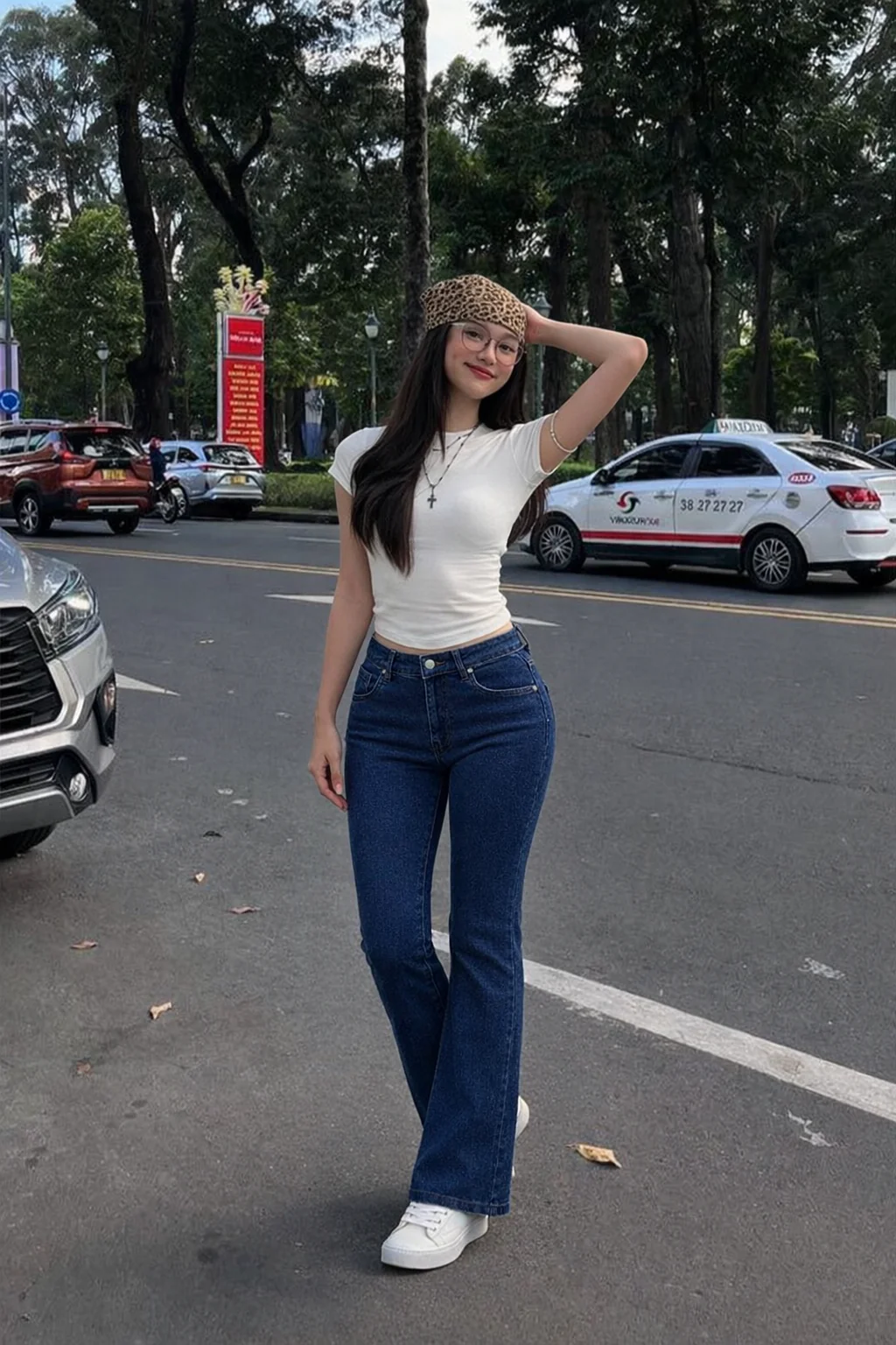 Dark Blue Bootcut Flare Jeans - Image 5