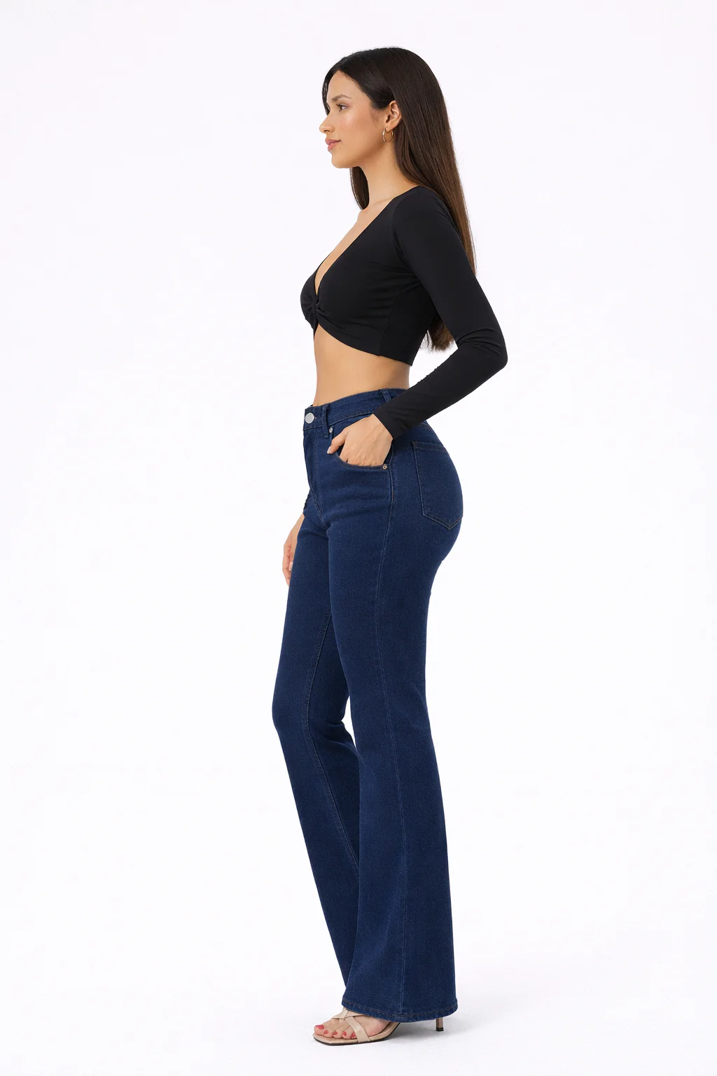 Dark Blue Bootcut Flare Jeans - Image 6