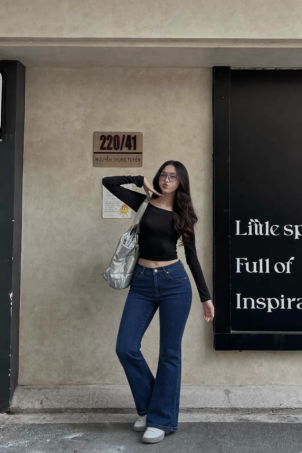 Dark Blue Bootcut Flare Jeans - Image 7