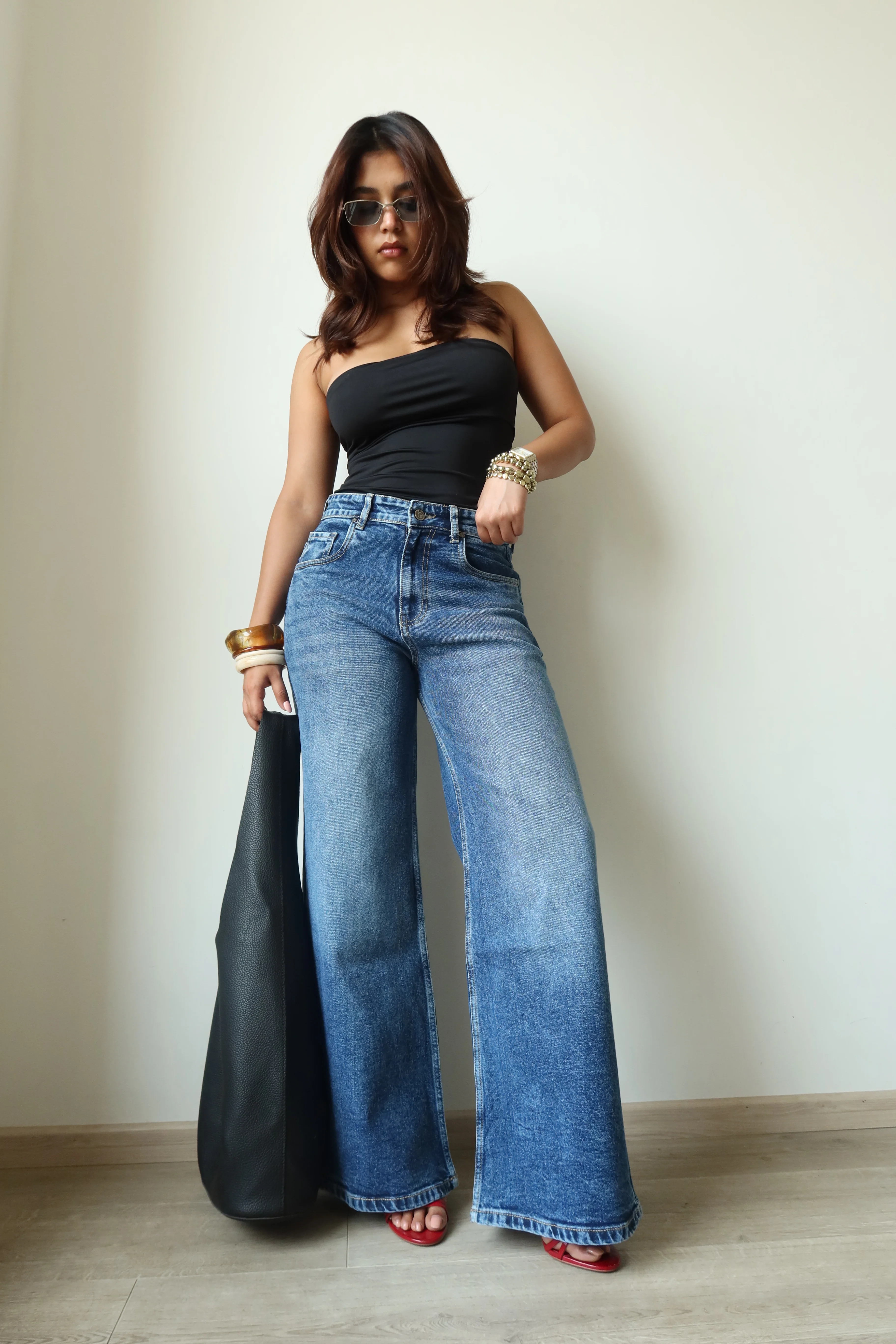 Dark Horizon Stone Wash Wide Leg Jeans - Image 4
