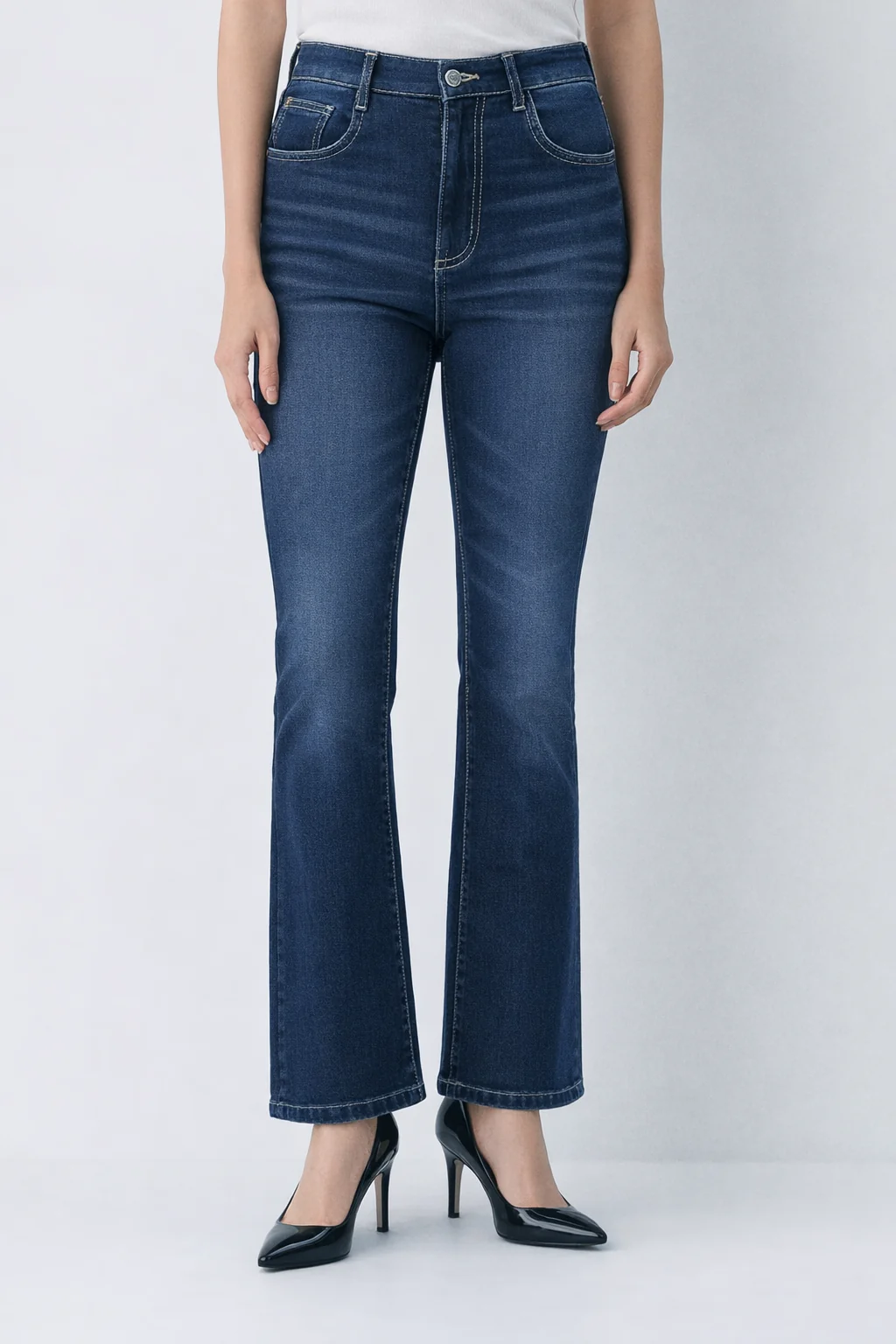 Deep Blue Flare Bootcut Jeans - Image 3