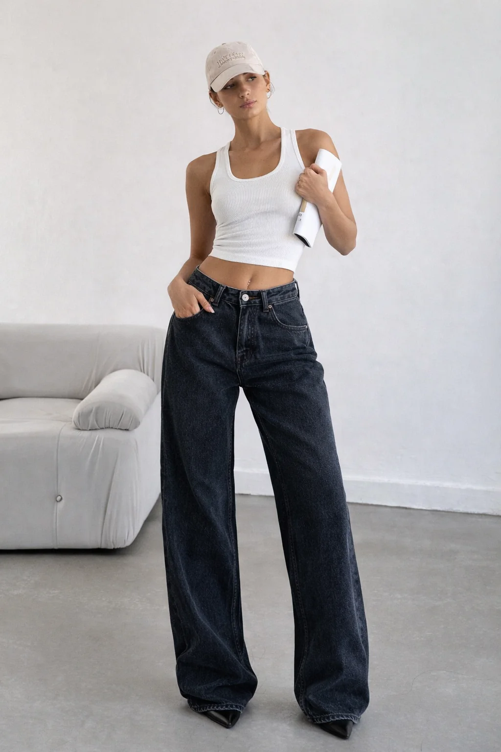 Deep Night Blue Wide Leg Jeans - Image 4