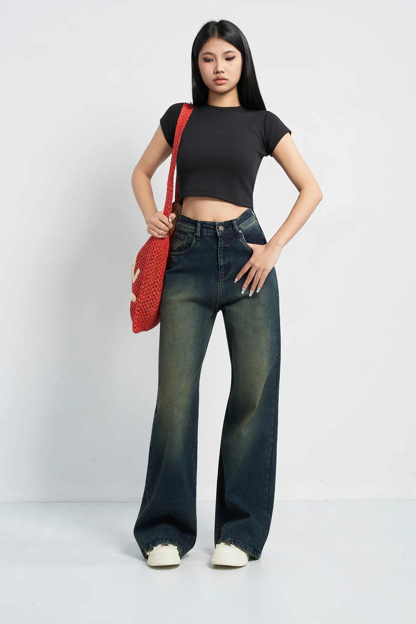 Deep Shadow Wash Wide Leg Jeans - Image 2