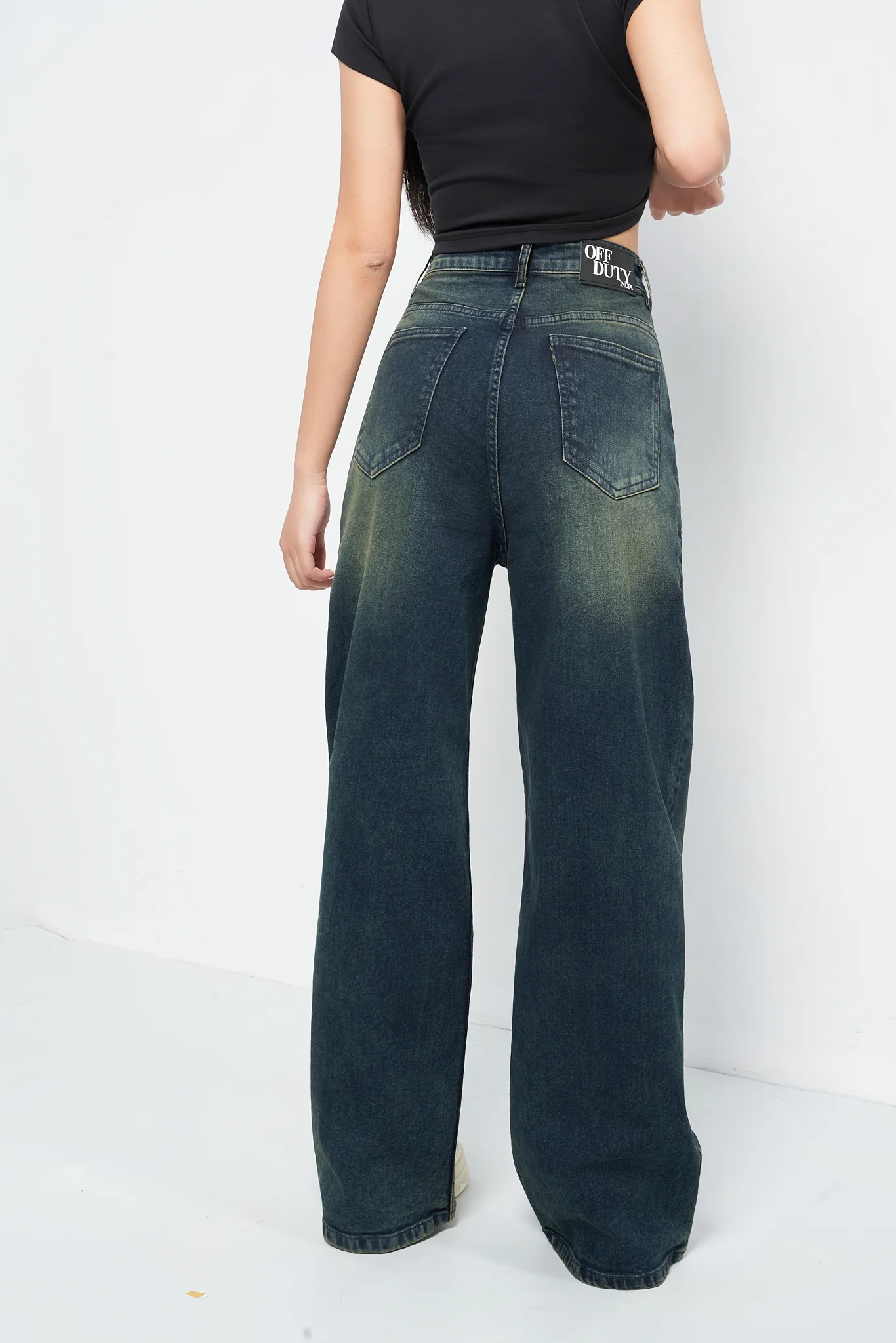 Deep Shadow Wash Wide Leg Jeans - Image 4