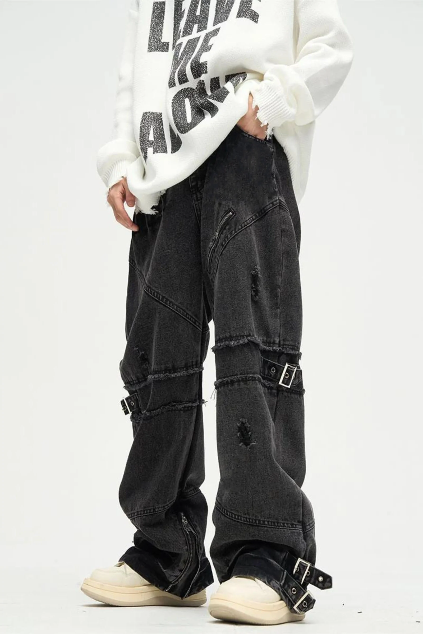 Destroyed Buckled Baggy Jeans - Image 3