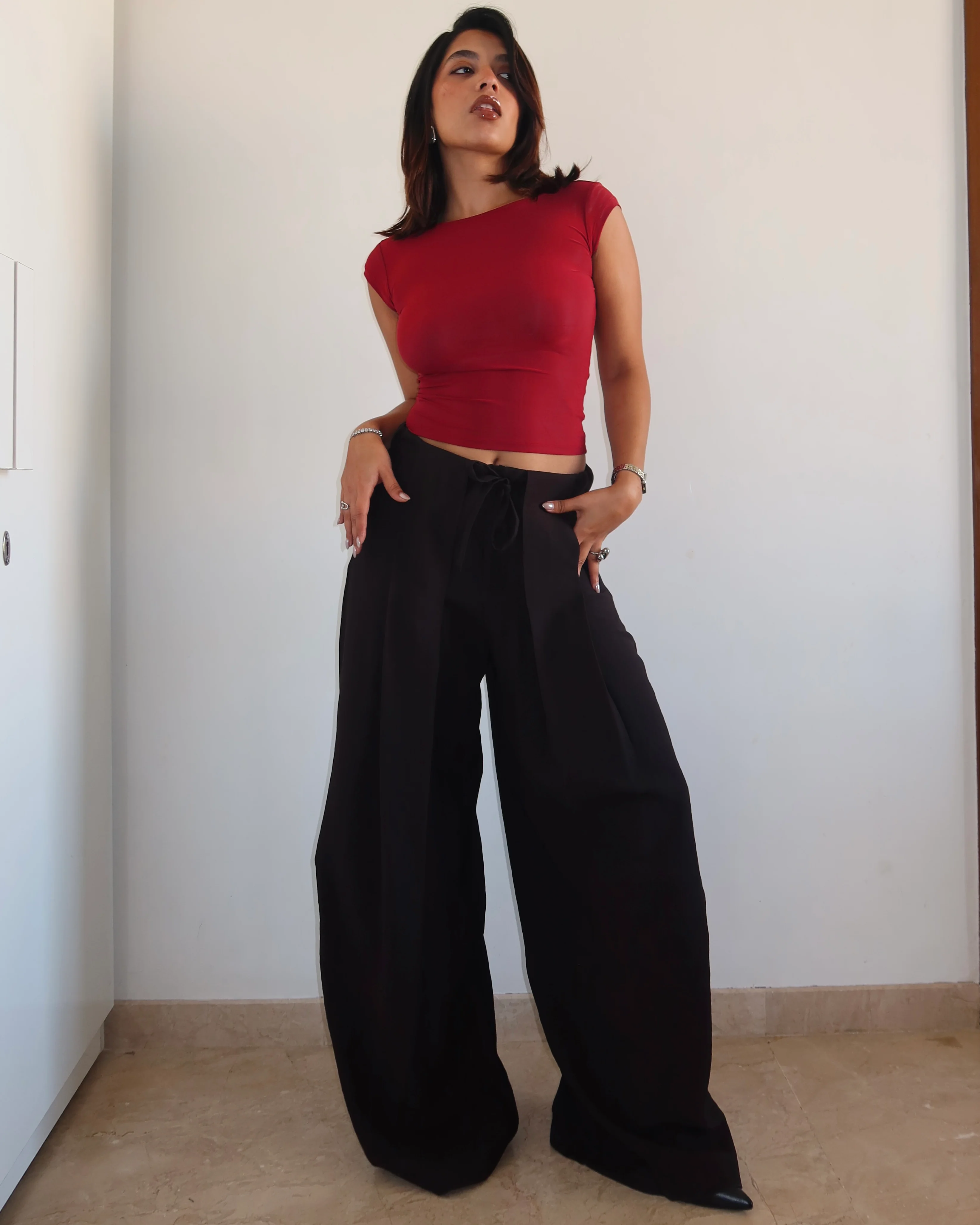 Draped Edit Wide Leg Pants - Image 4
