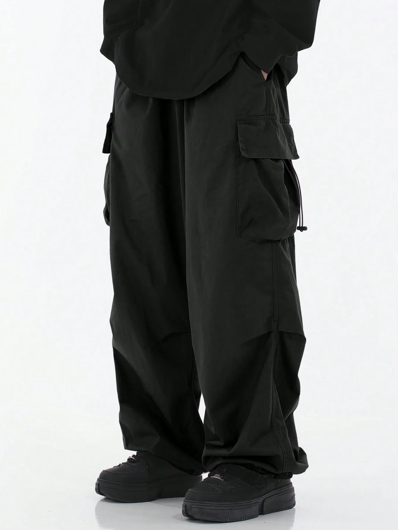 Drawstring Waist Flap Parachute Cargo Trousers - Image 26