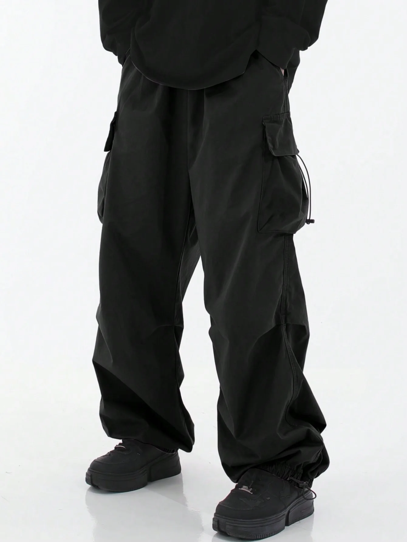 Drawstring Waist Flap Parachute Cargo Trousers - Image 28