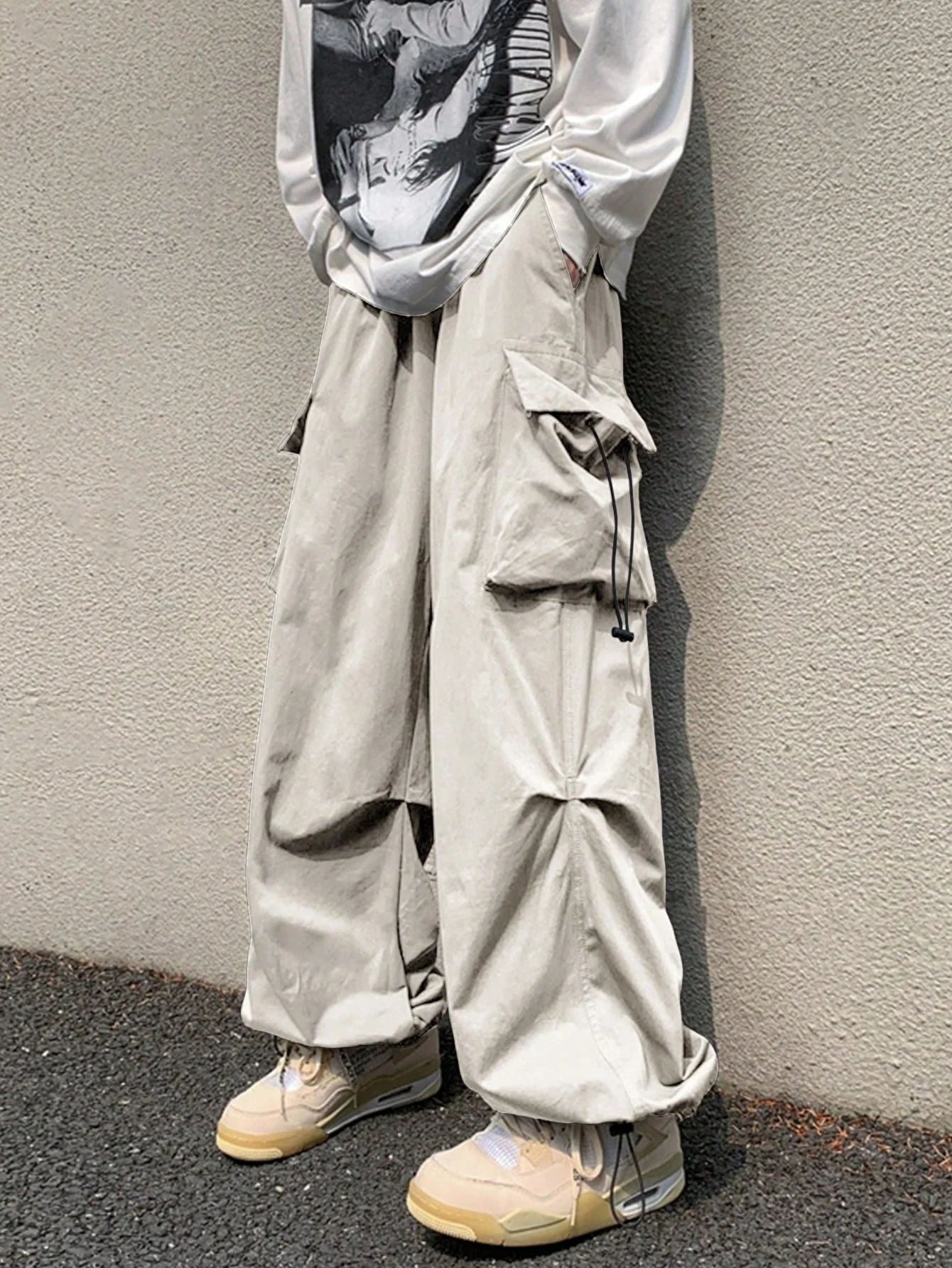 Drawstring Waist Flap Parachute Cargo Trousers - Image 33