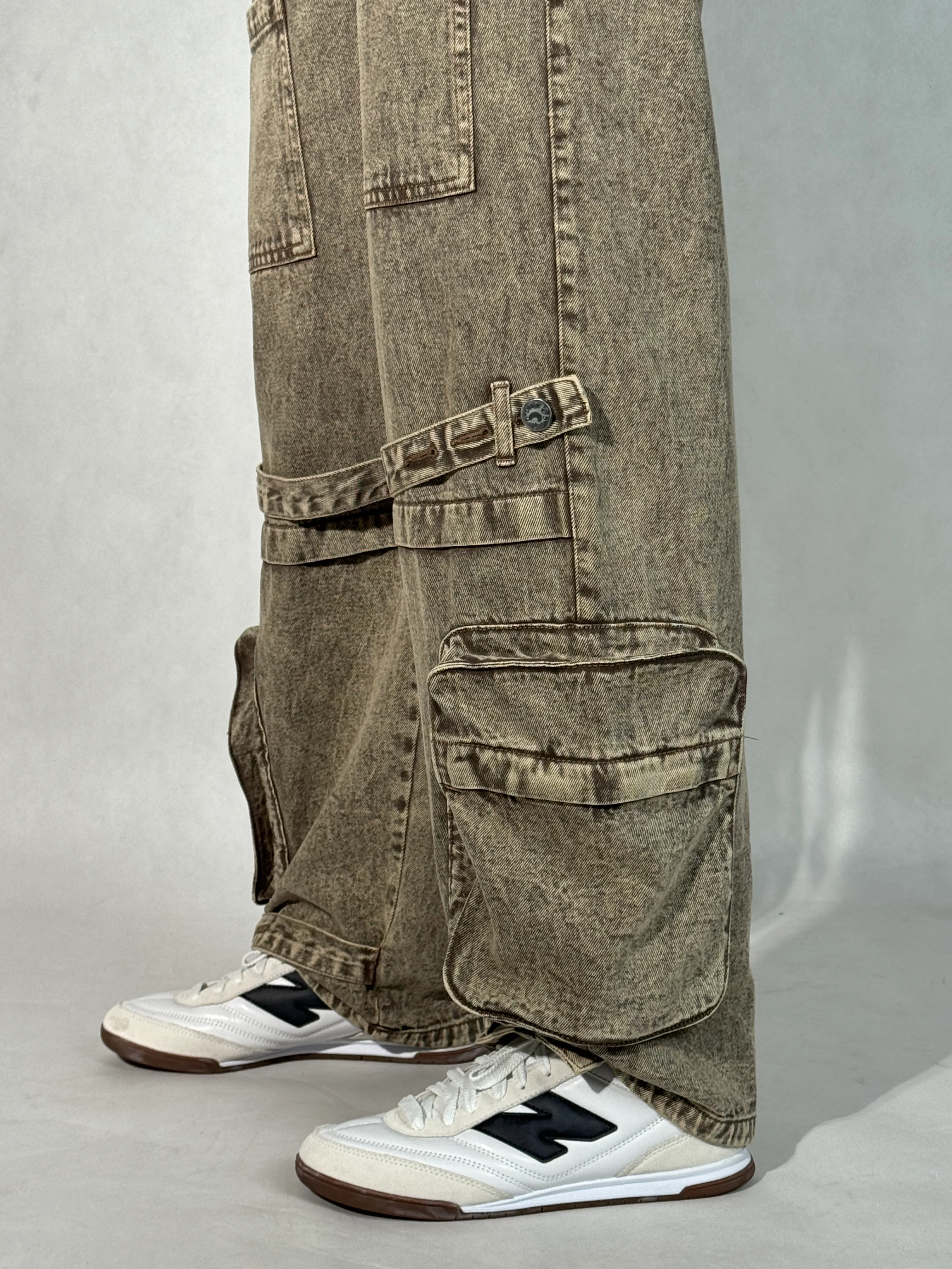 Driftwood Brown Utility Balloon Jeans - Image 3