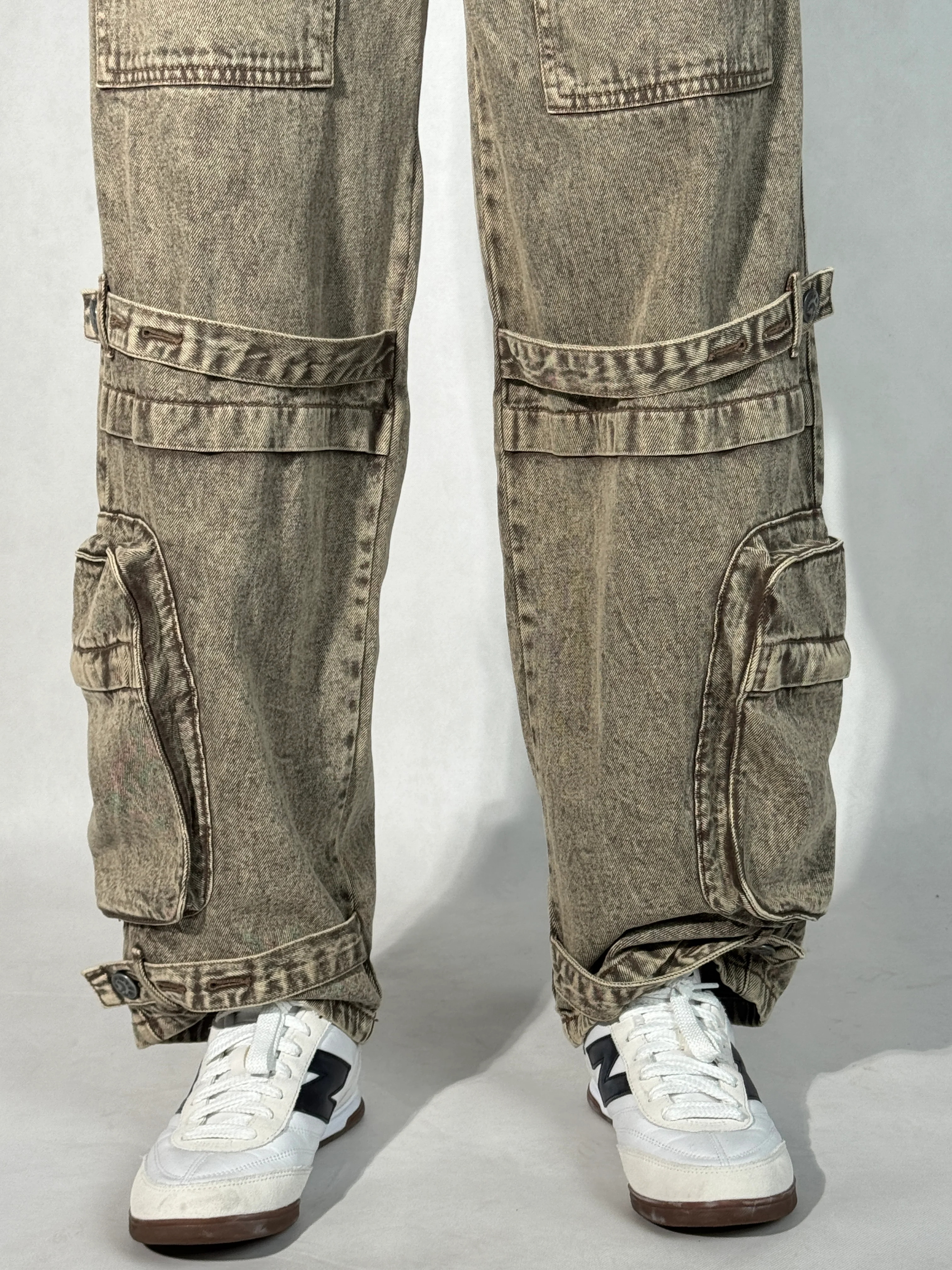 Driftwood Brown Utility Balloon Jeans - Image 5
