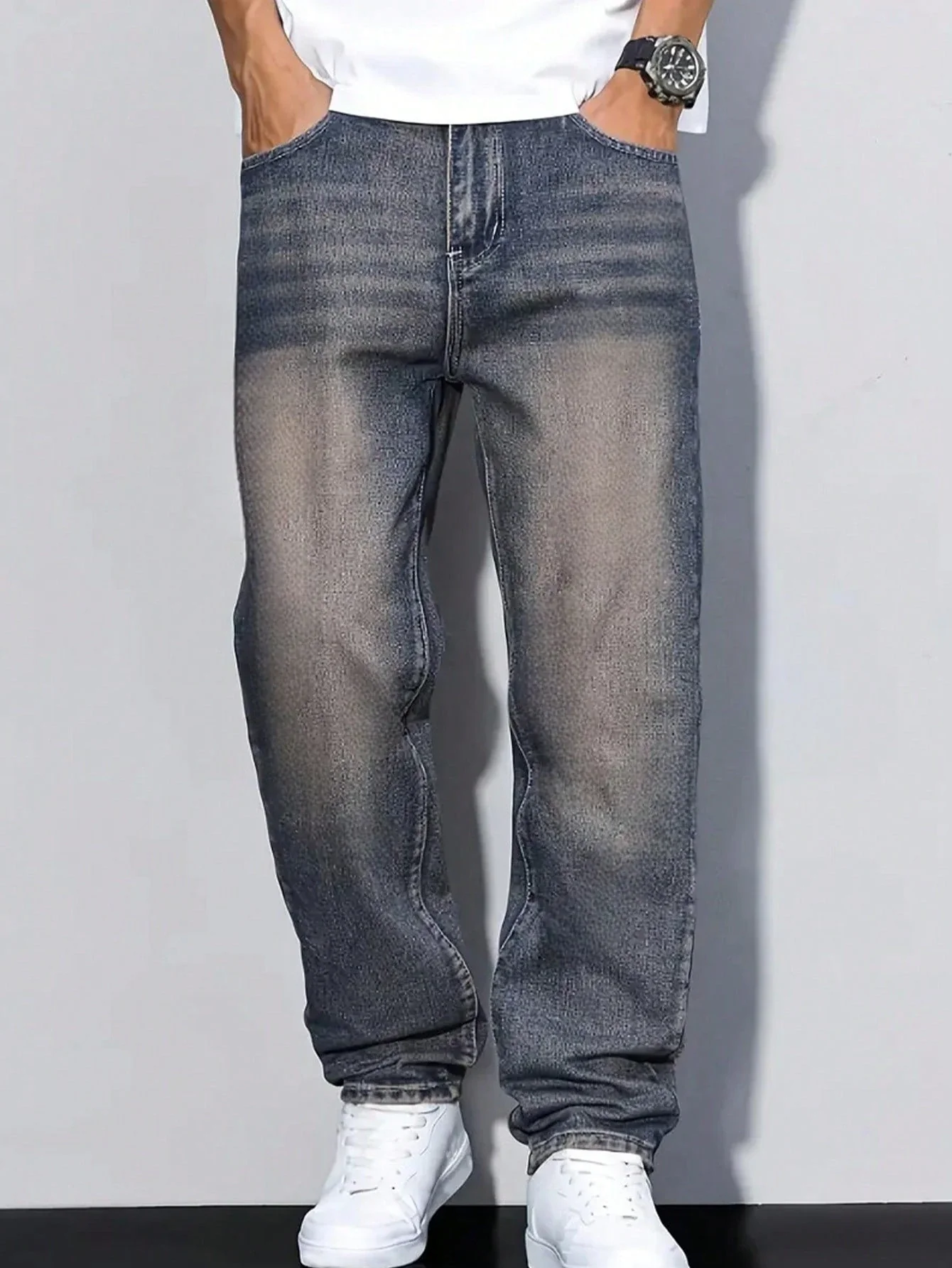 Earth Fade Blue Wash Straight Fit Jeans - Image 4