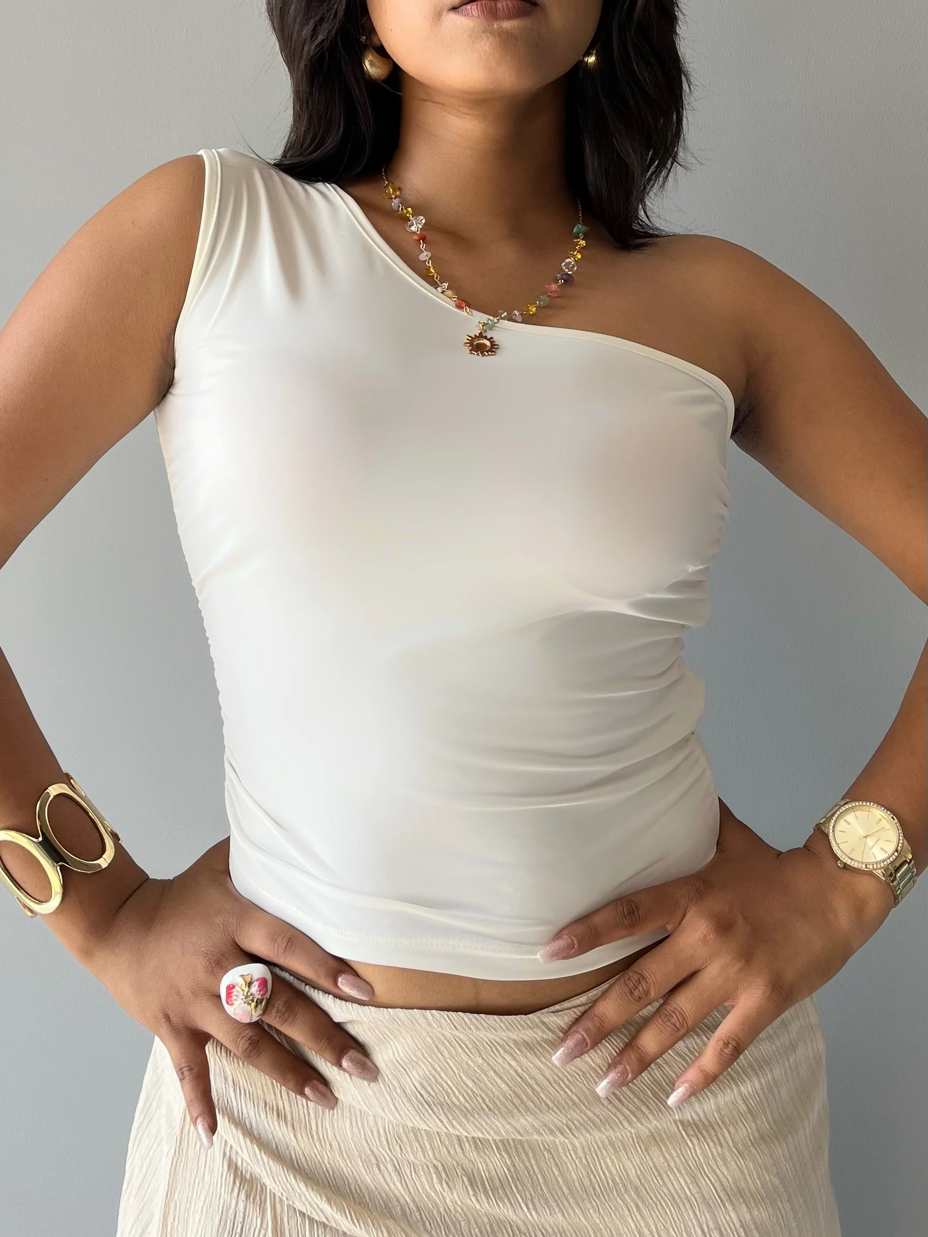Effortless Flow One Shoulder Ruched Top - Image 12