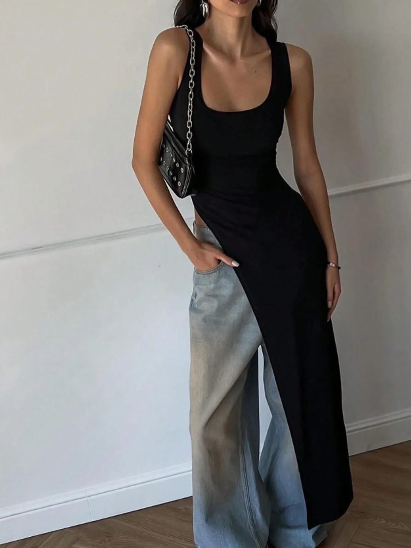 Elegant Edge Slant Long Top - Image 3