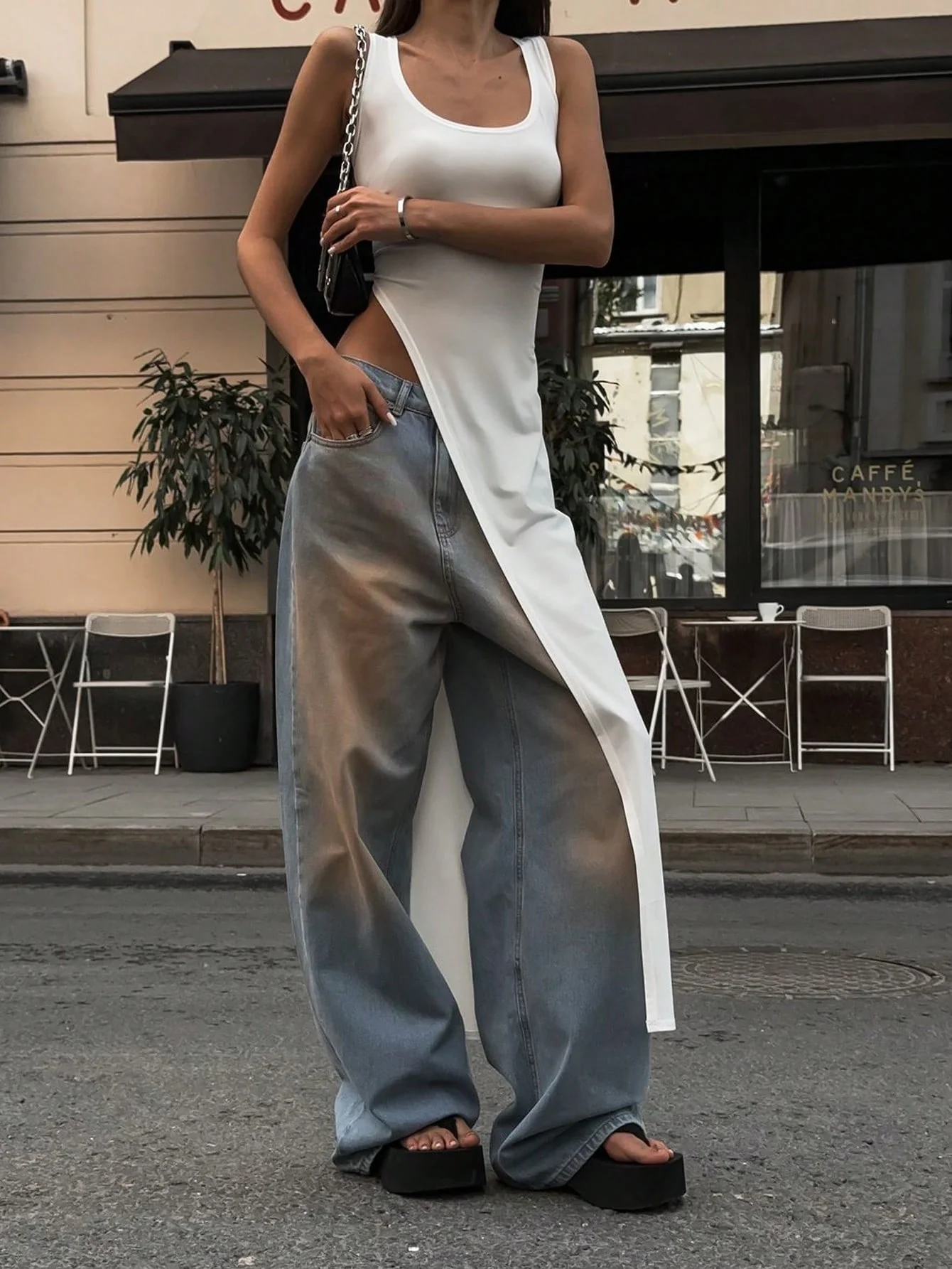 Elegant Edge Slant Long Top - Image 6