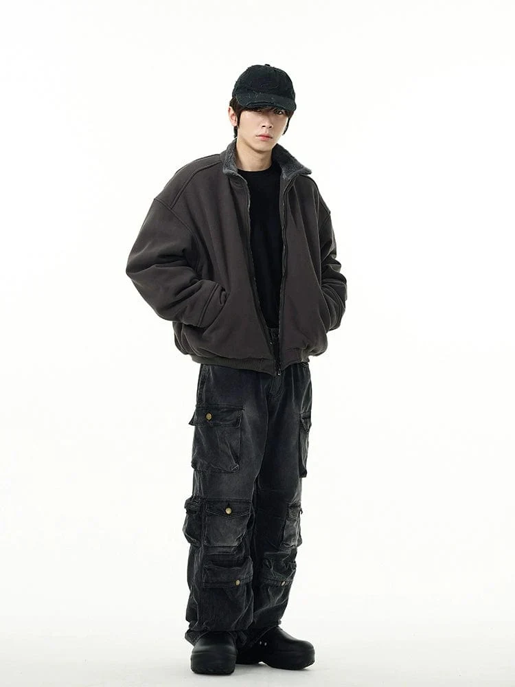 Faded Black Multi Purpose Pocket Baggy Cargo Jeans - Image 6