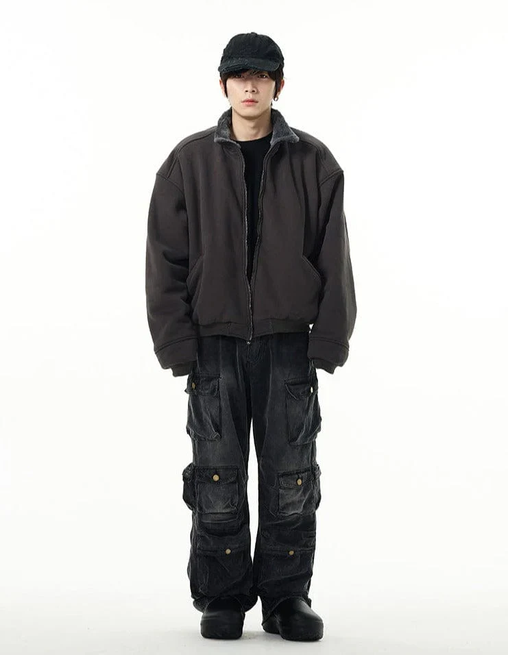 Faded Black Multi Purpose Pocket Baggy Cargo Jeans - Image 7