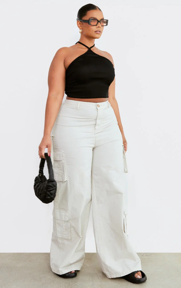 Fancy Halter Neck Plus Size Rib Top - Image 3