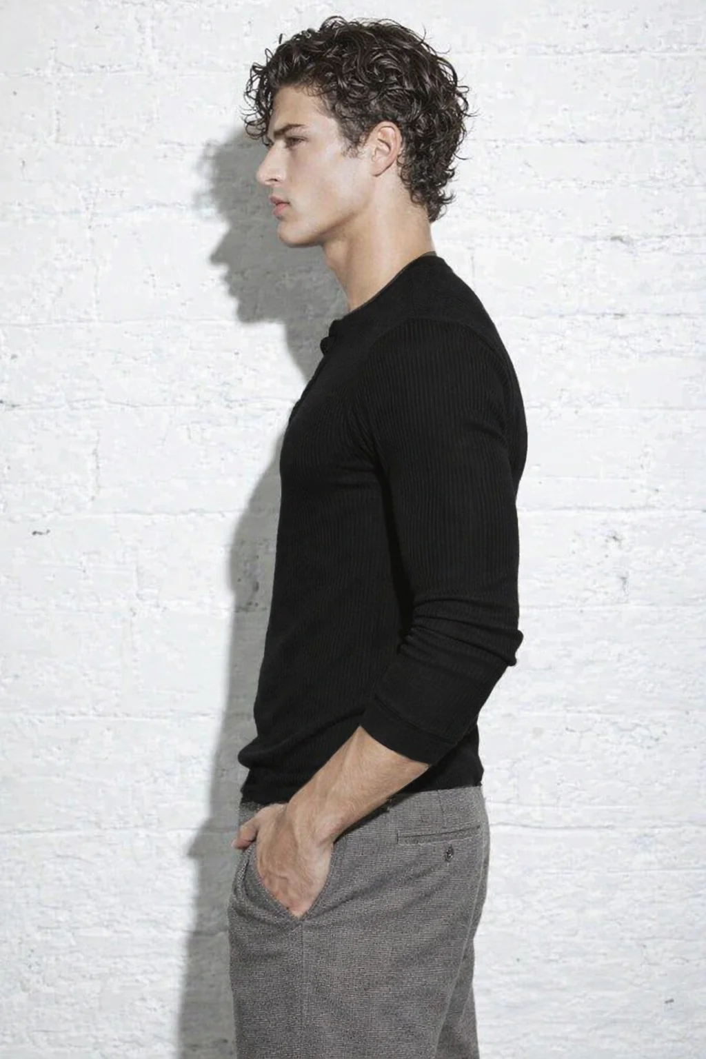 Fine Rib Henley Full Sleeve Tee - Image 10