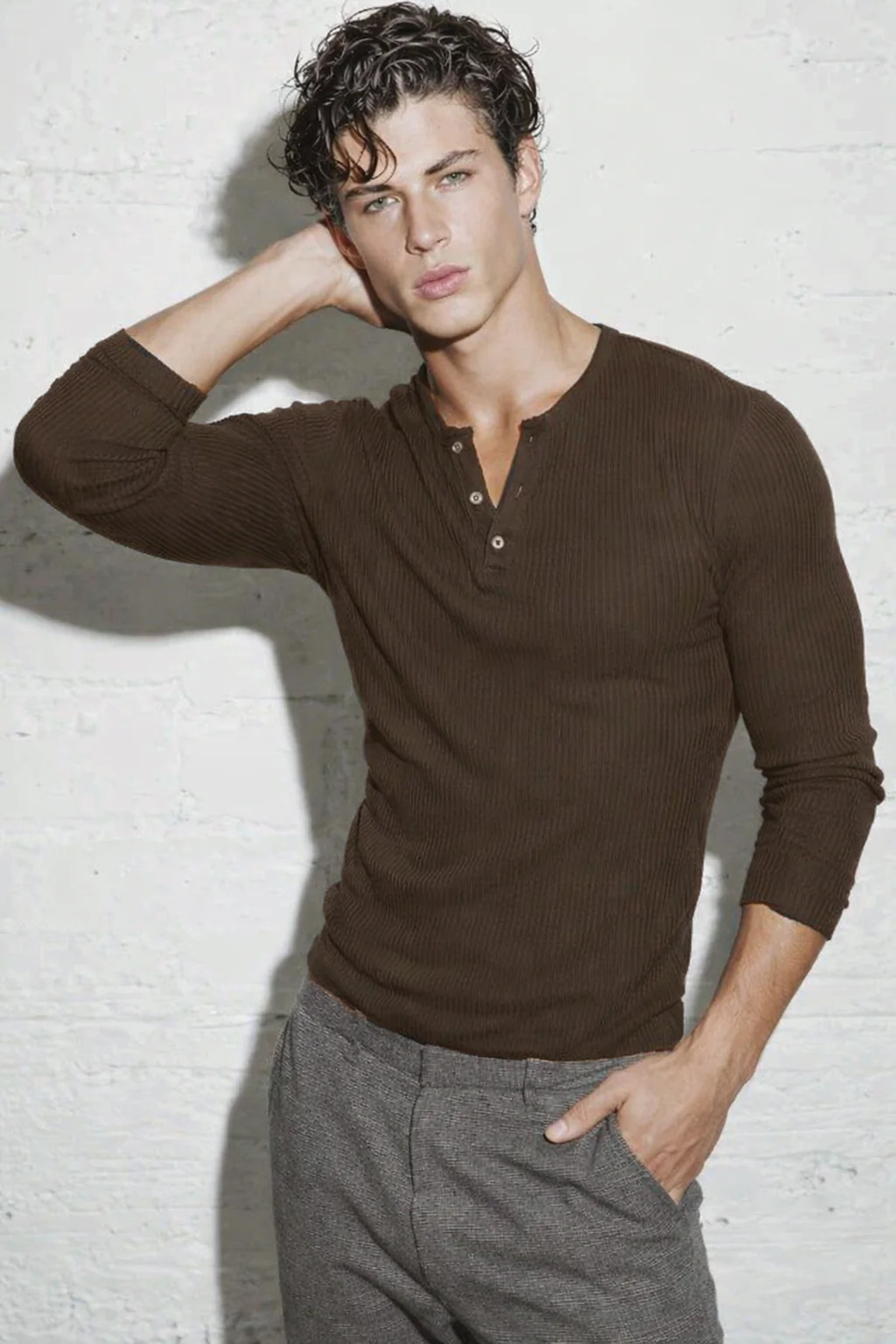 Fine Rib Henley Full Sleeve Tee - Image 16