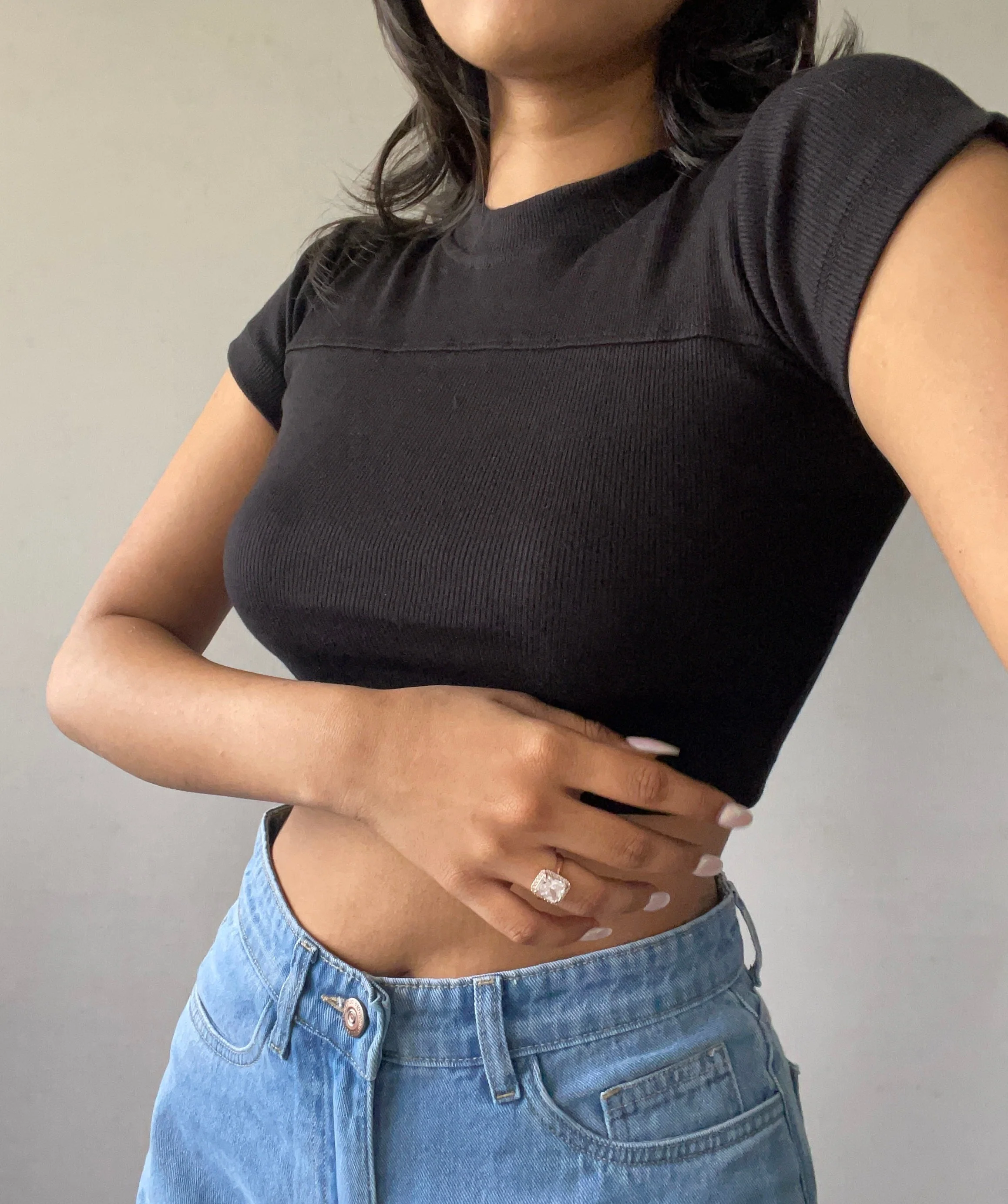 Fitted Rib Knit Crop Baby Tee - Image 3