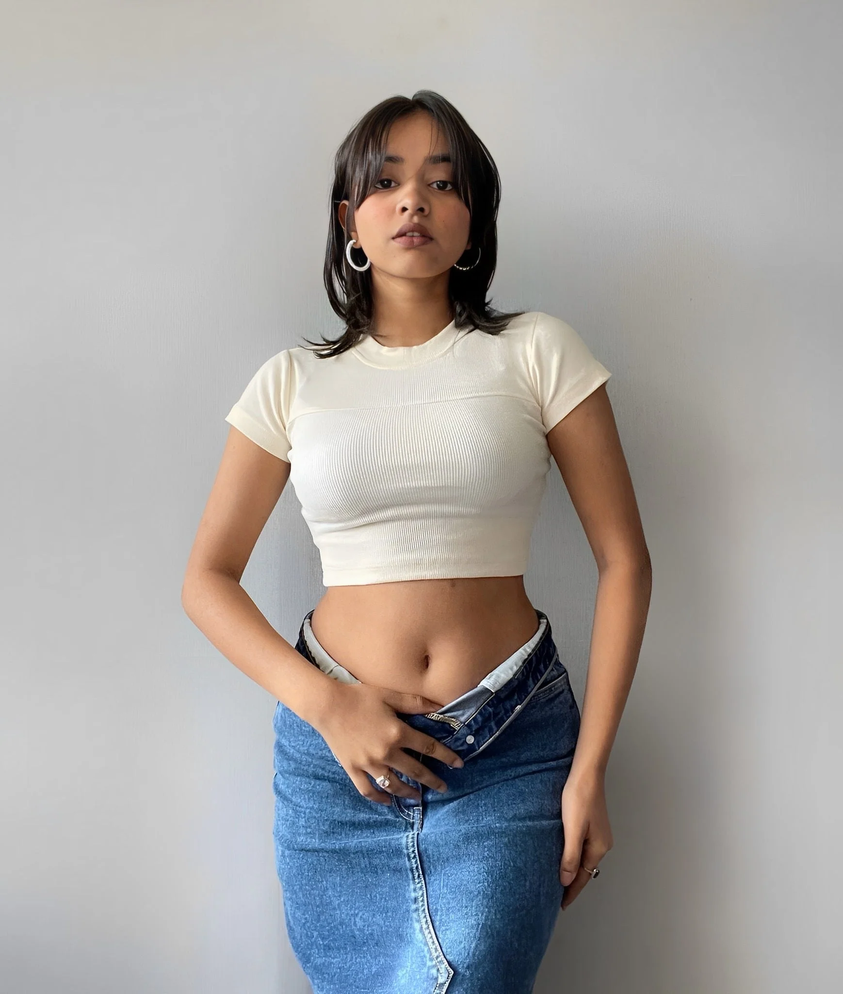 Fitted Rib Knit Crop Baby Tee - Image 6
