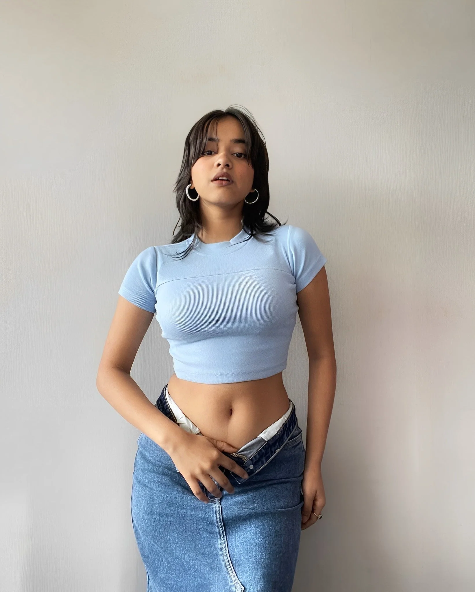 Fitted Rib Knit Crop Baby Tee - Image 7