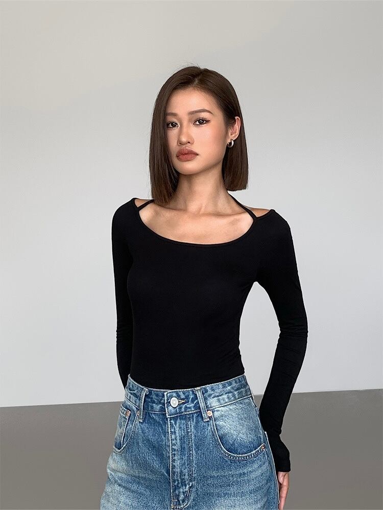 Fitted Scoop Tie Up Long Sleeve Top - Image 12