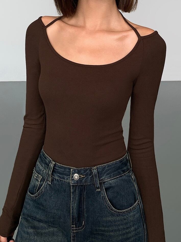 Fitted Scoop Tie Up Long Sleeve Top - Image 5