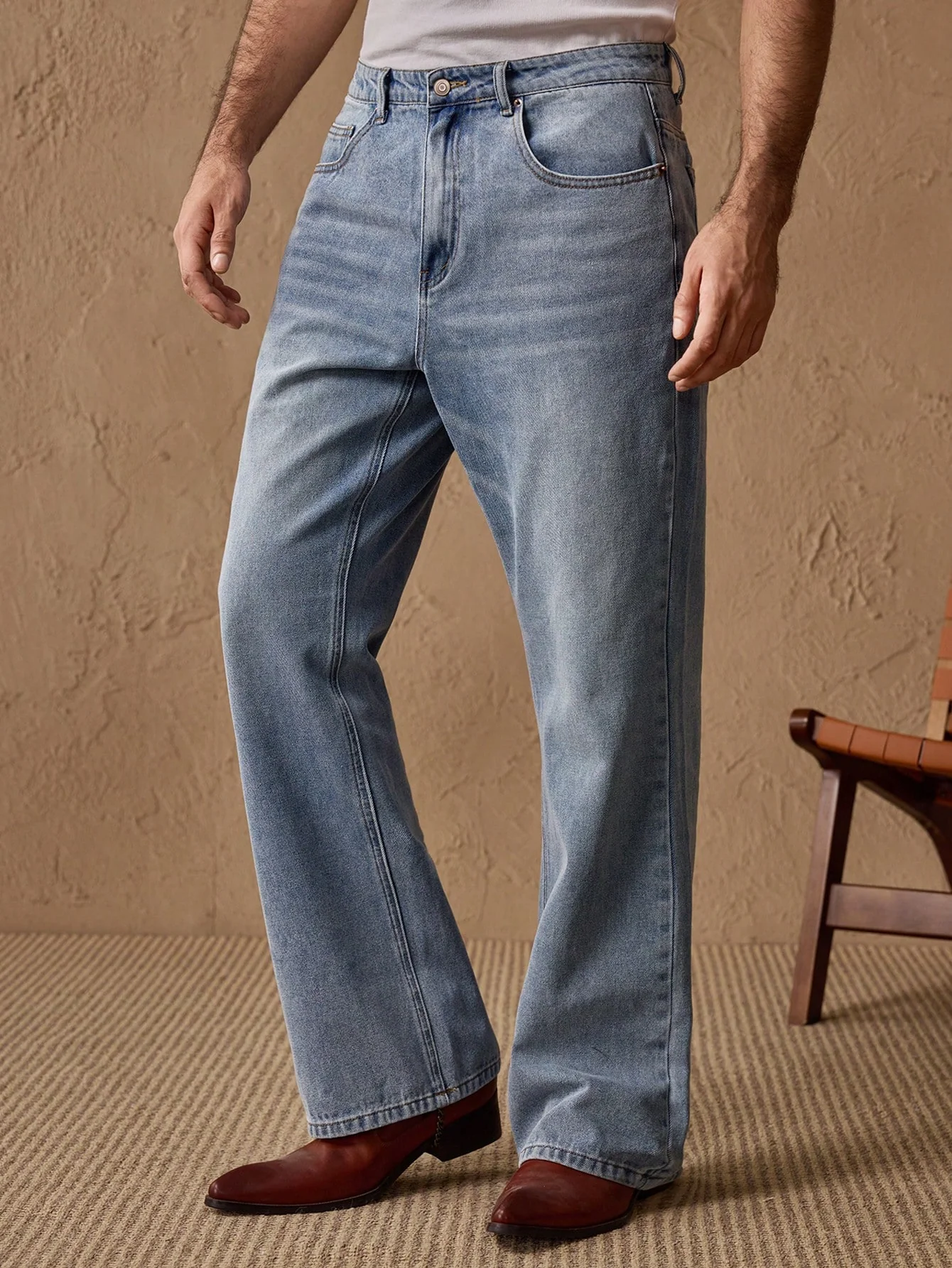Grounded Blue Light Wash Bootcut Jeans - Image 4