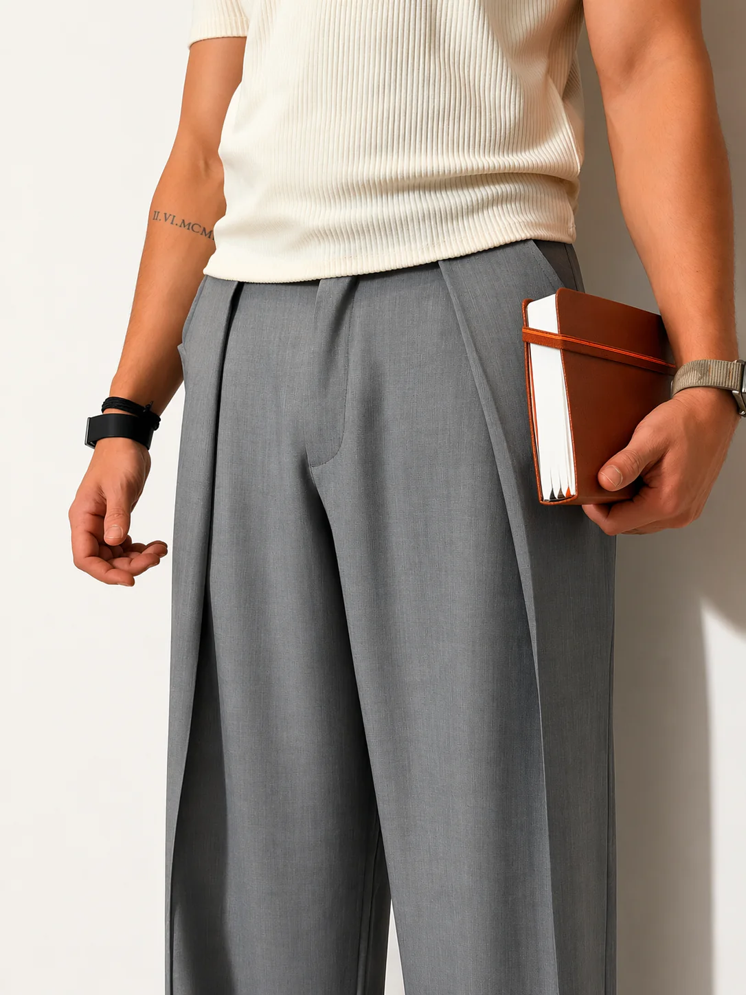 High Profile Pleat Straight Leg Trousers - Image 6