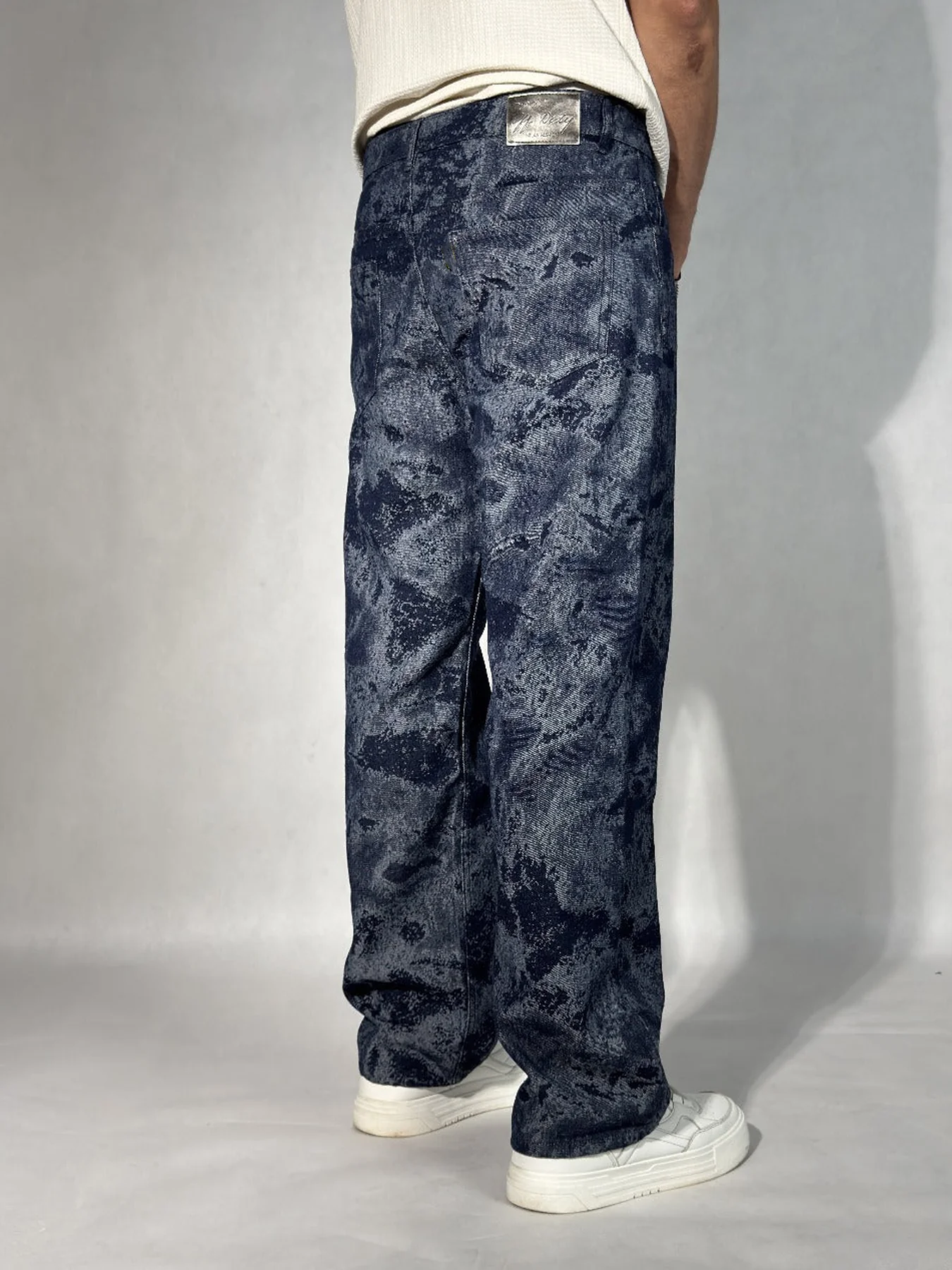 Indigo Mirage Jacquard Baggy Jeans - Image 3