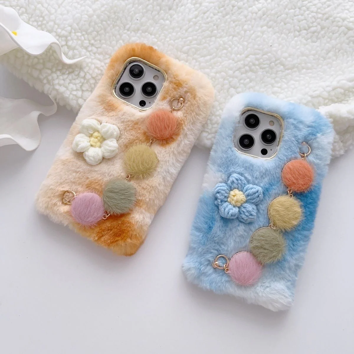 Korean Cute Knit Flower with Bracelet Iphone Cover - Image 13