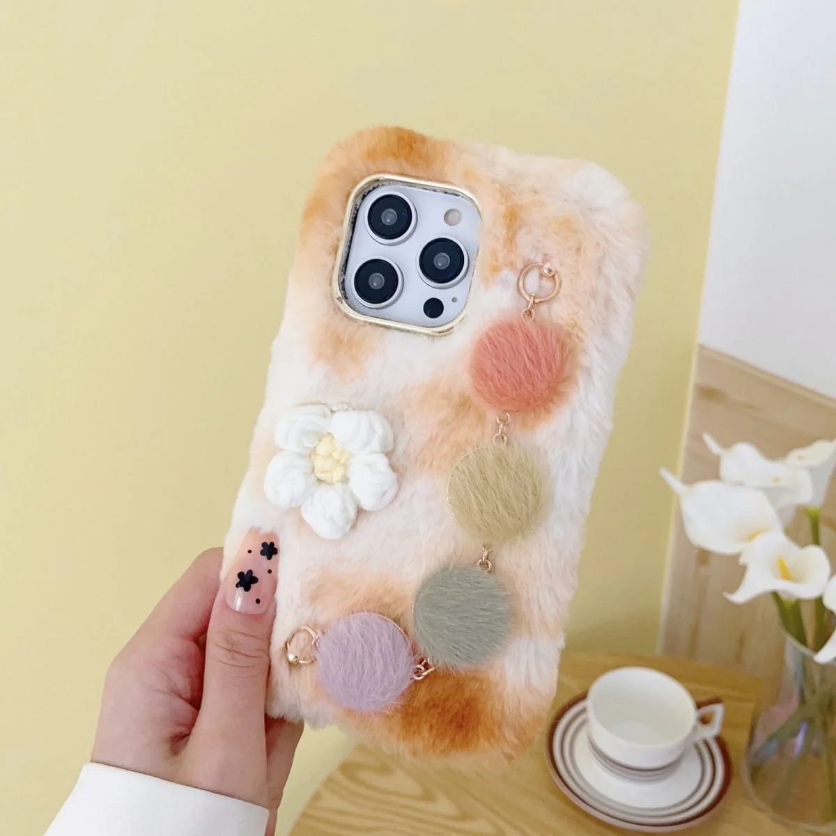 Korean Cute Knit Flower with Bracelet Iphone Cover - Image 8