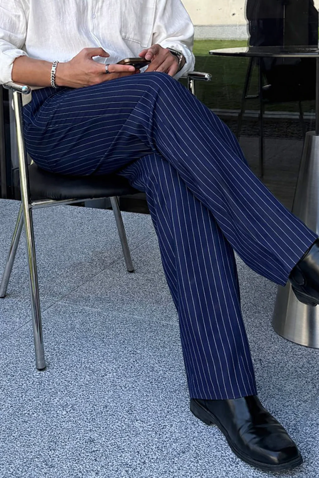 Korean Inspired Classic Stripe Trousers - Image 10