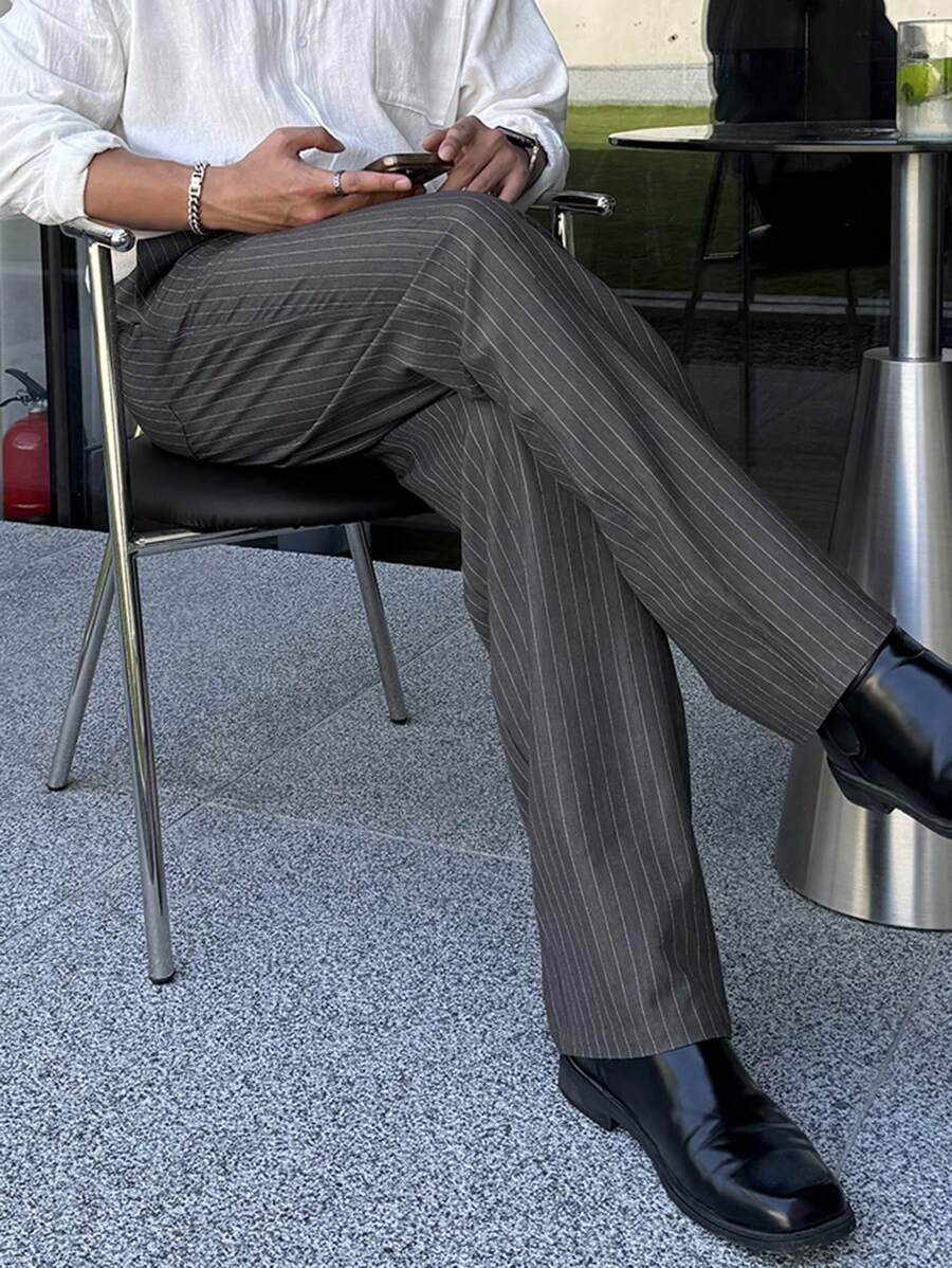 Korean Inspired Classic Stripe Trousers - Image 3