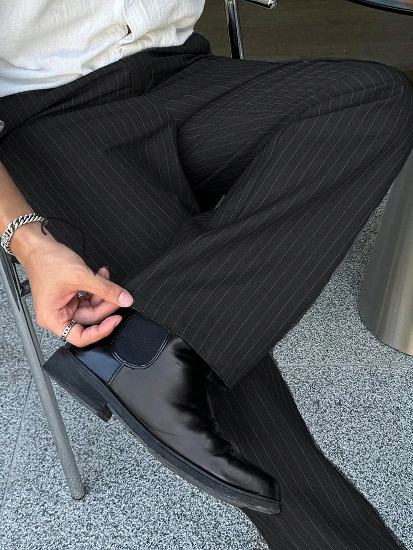 Korean Inspired Classic Stripe Trousers - Image 7